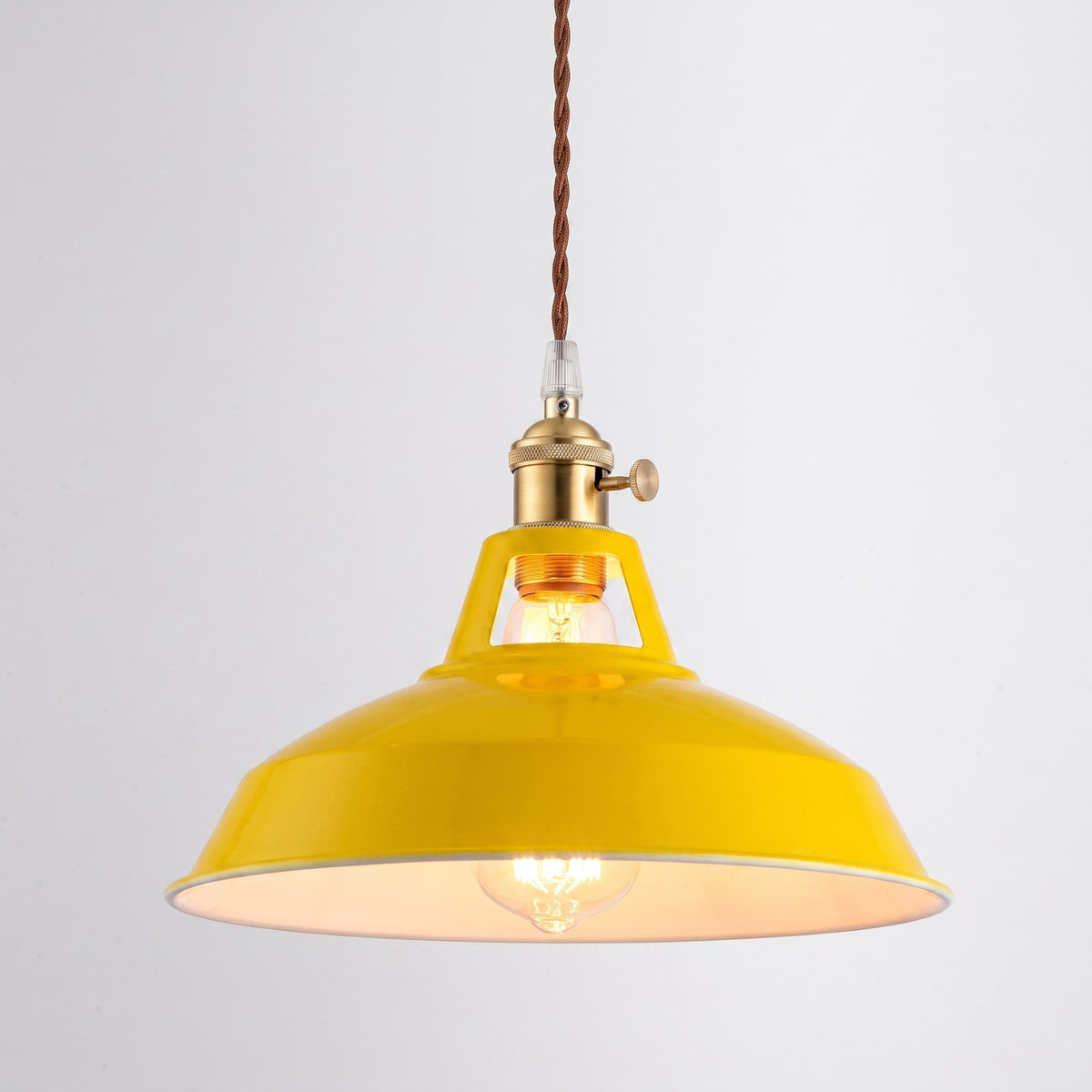 Industrial Barn Shade Pendant Light with Metal Dome - Pendant Light Fixtures - Yellow - Oaksoho