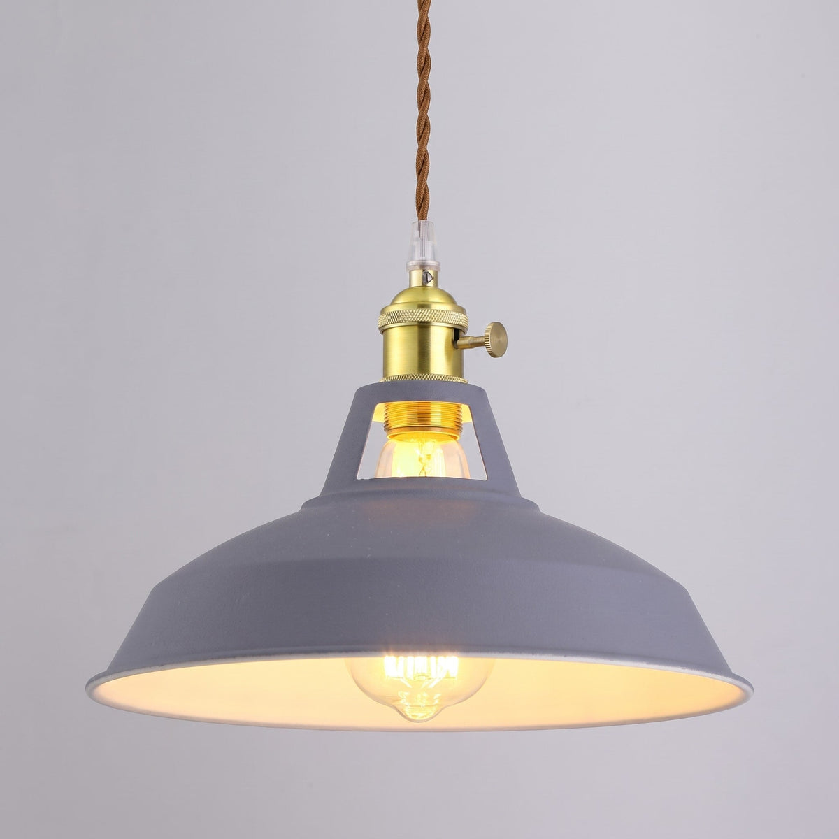 Industrial Barn Shade Pendant Light with Metal Dome - Pendant Light Fixtures - Grey - Oaksoho