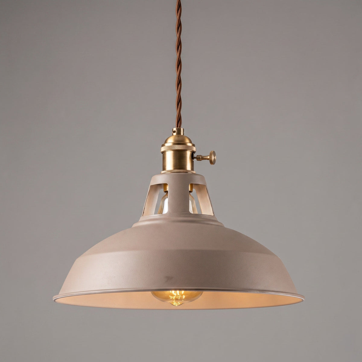 Industrial Barn Shade Pendant Light with Metal Dome - Pendant Light Fixtures - Khaki - Oaksoho