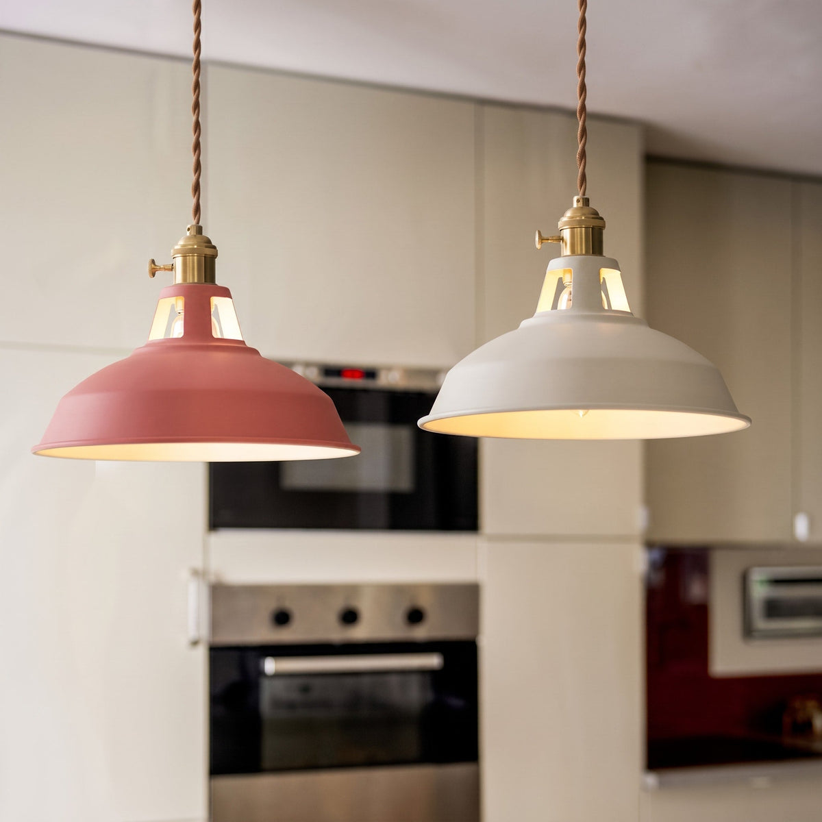 Industrial Barn Shade Pendant Light with Metal Dome - Pendant Light Fixtures - Yellow - Oaksoho