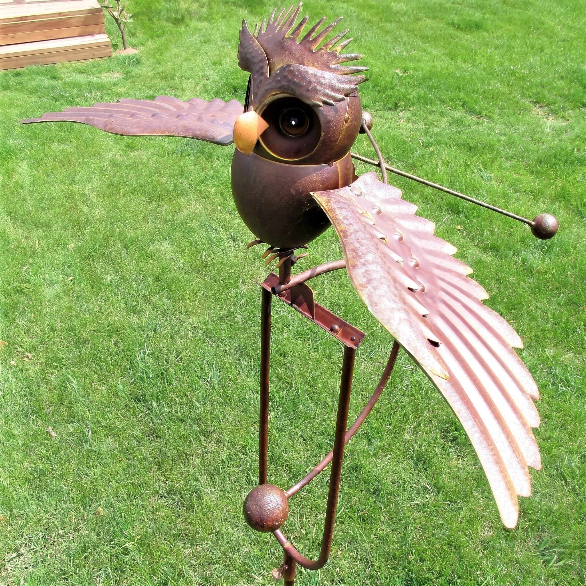 Kinetic Bird Garden Sculpture - Sculputure - Standing Owl - Oaksoho