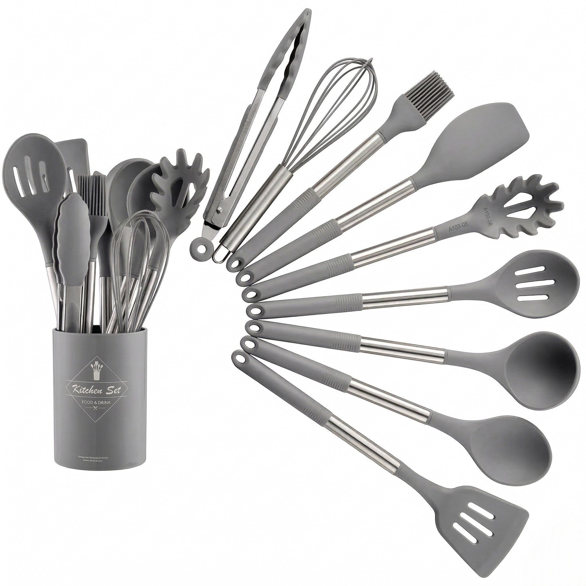 Kitchen Set for Efficient Cooking and Baking - Kitchen & Dining - Grey - Oaksoho
