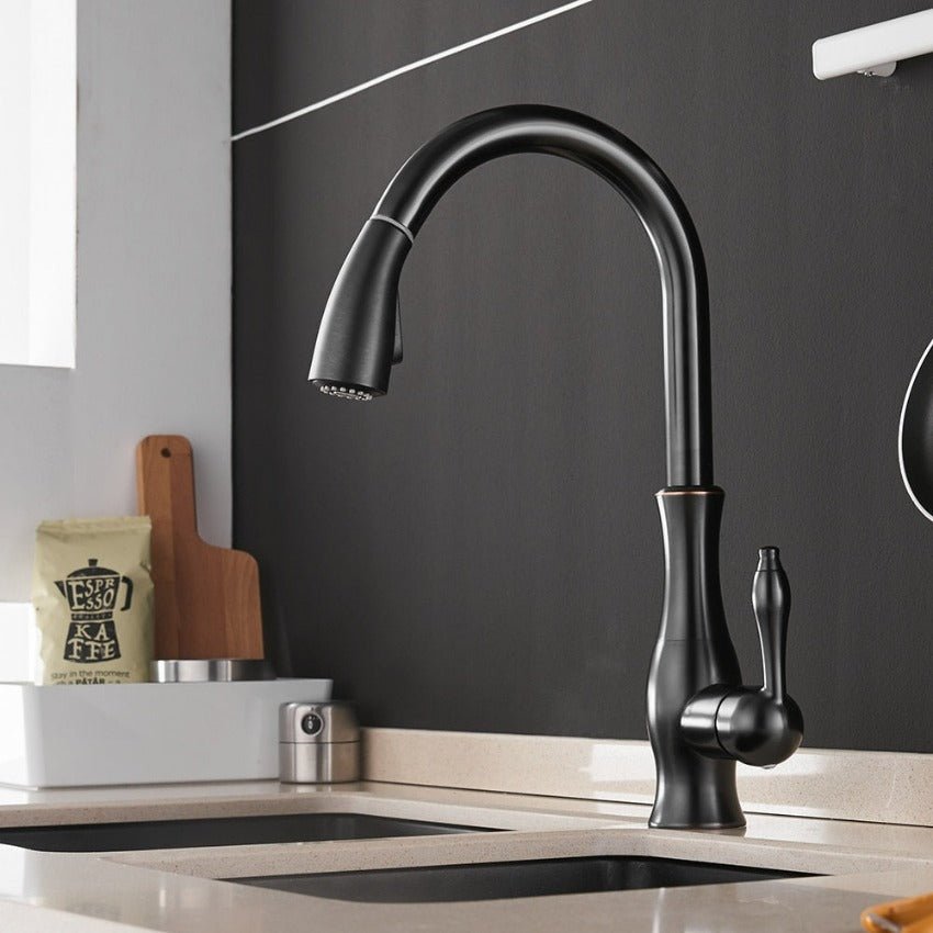 Kitchen Tap with Pull - Out Spray - Faucet - Black - Oaksoho