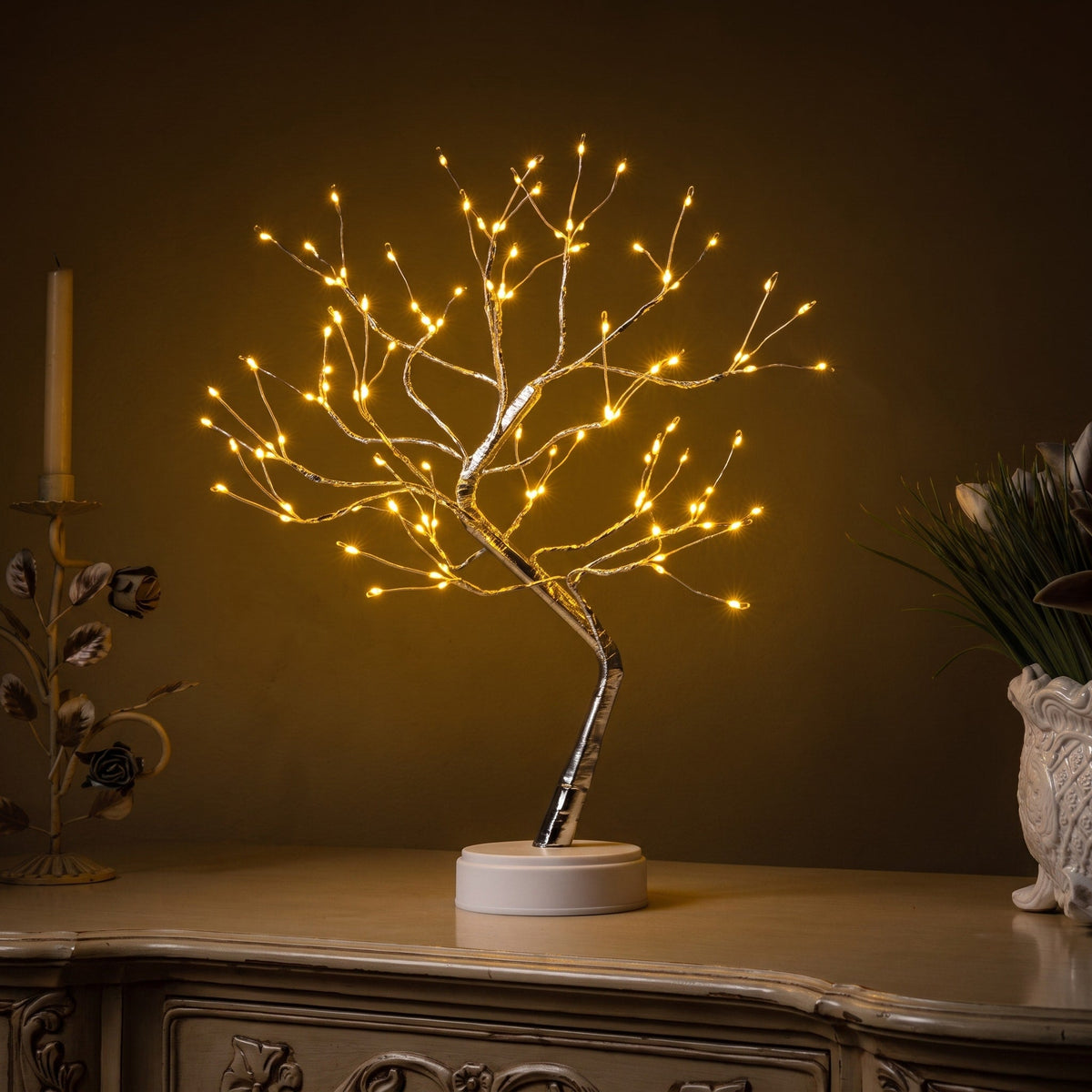 LED Bonsai Tree Branch Table Lamp - Table Lamps - Snow - Oaksoho