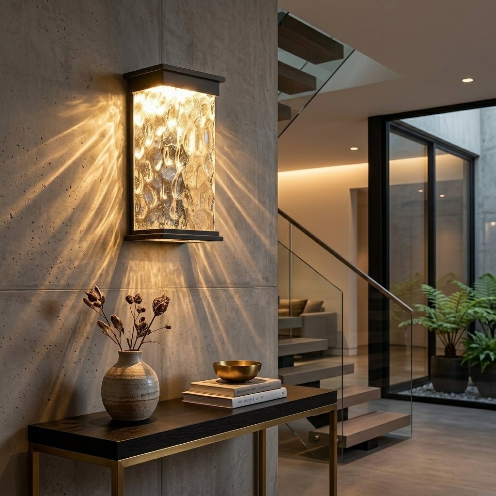 LED Outdoor Wall Light with Water Wave Effect - Wall Light - Rechargeable - Oaksoho