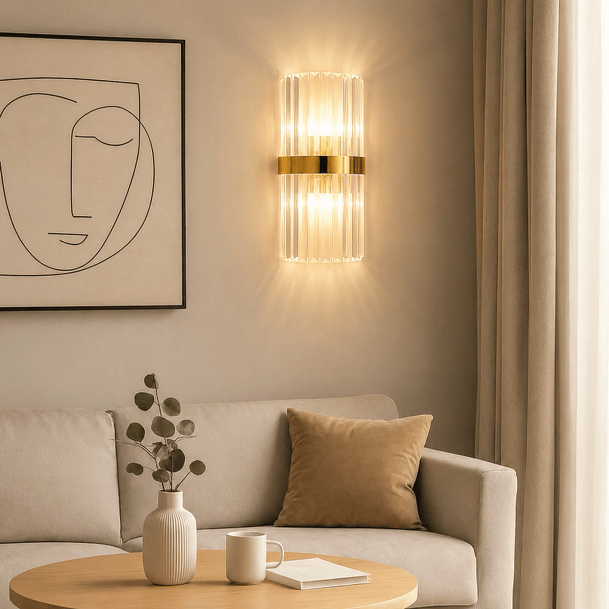 Luxurious Crystal Wall Light with Metal Frame - Wall Light Fixtures - Gold - Oaksoho