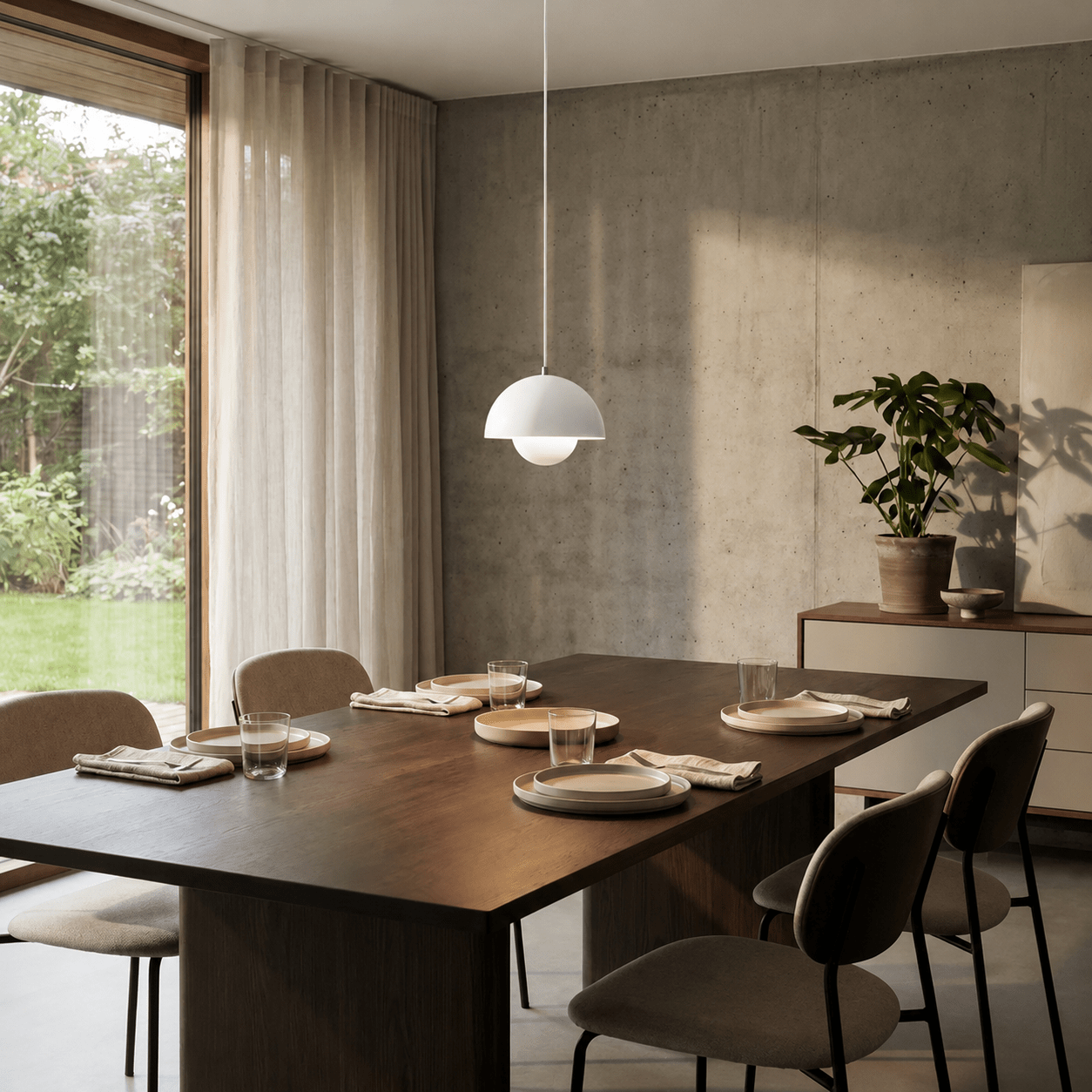 Minimalist Pendant Light Semi-Spherical Shape - Pendant Light - White - Oaksoho