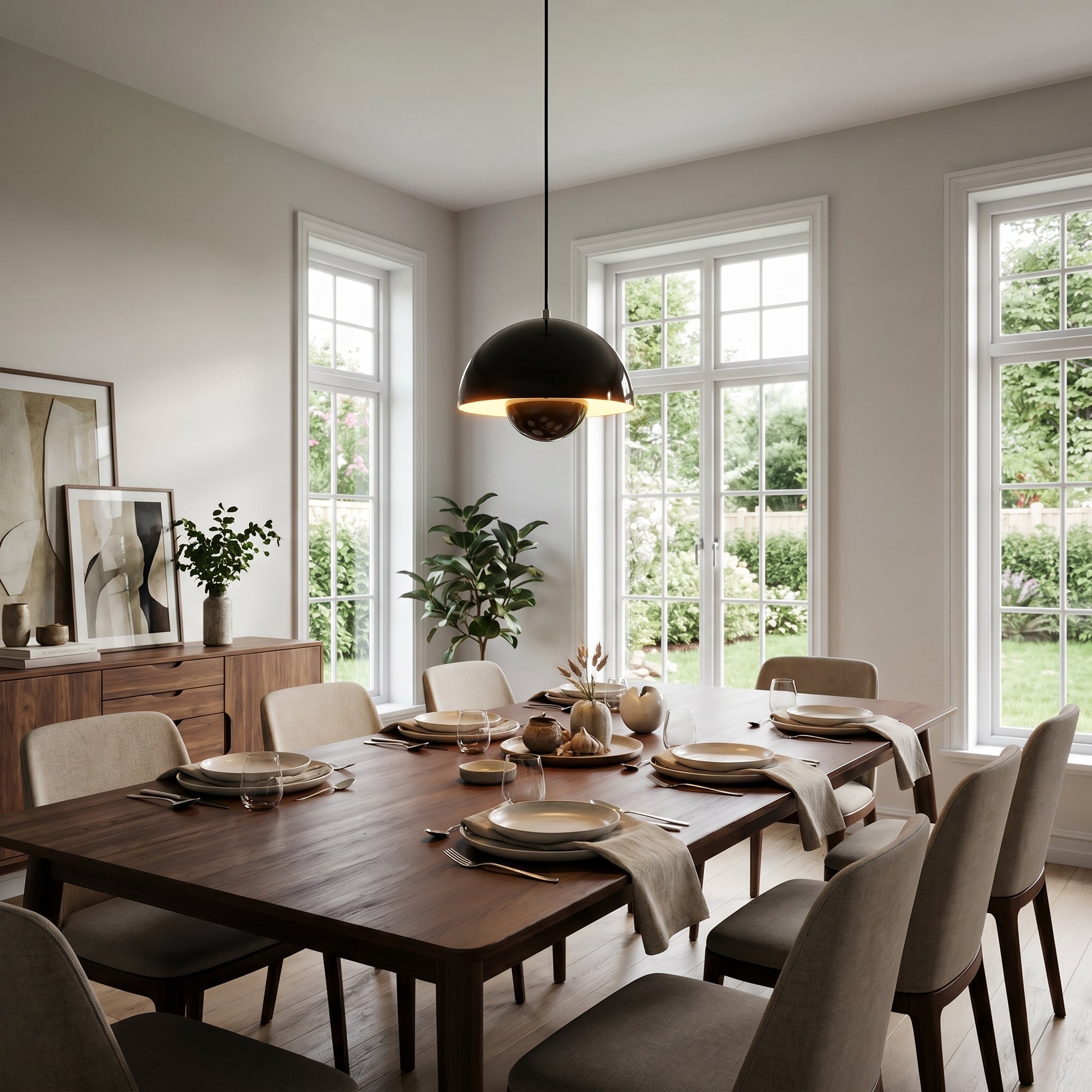 Minimalist Pendant Light Semi - Spherical Shape - Pendat Light - Black - Oaksoho