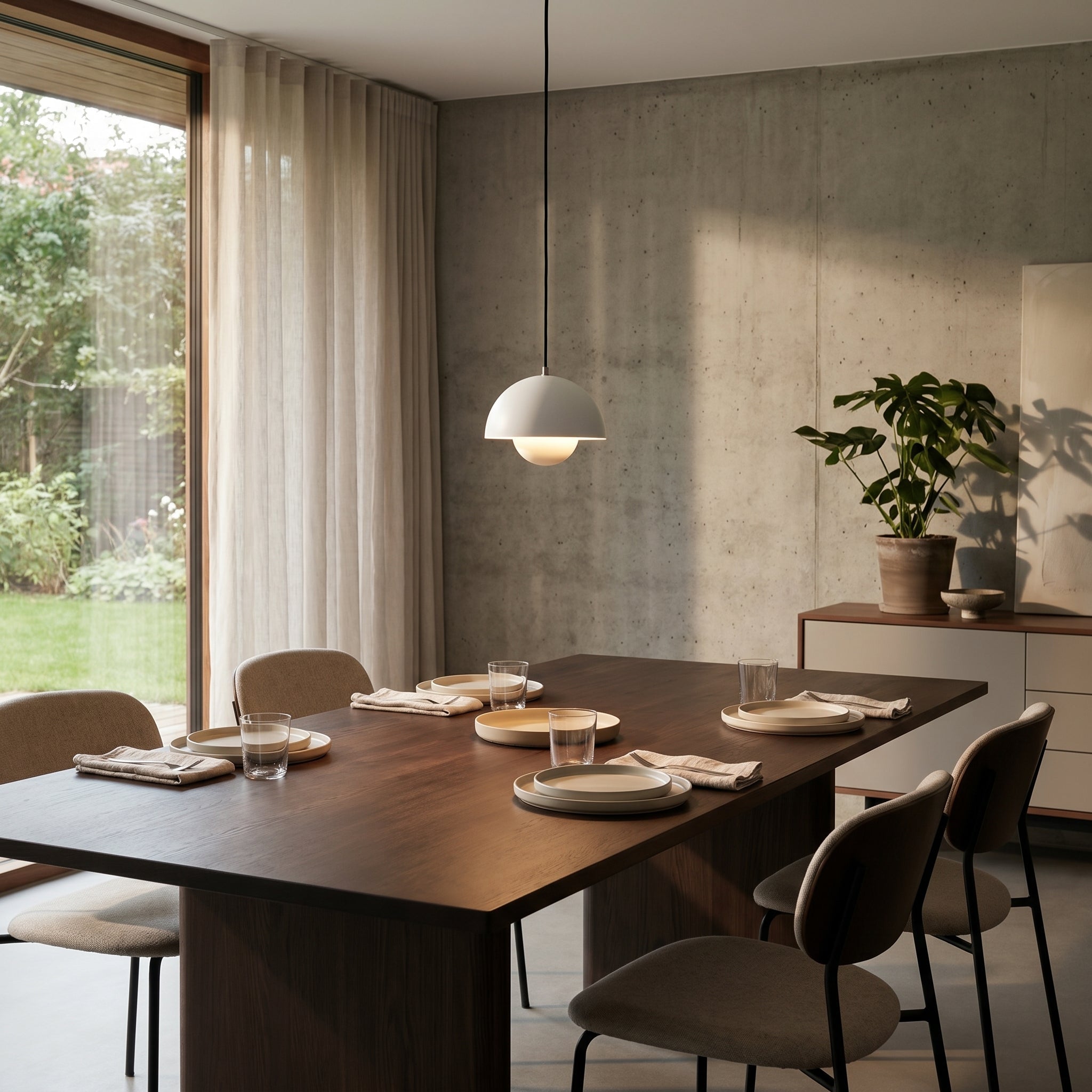 Minimalist Pendant Light Semi - Spherical Shape - Pendat Light - White - Oaksoho