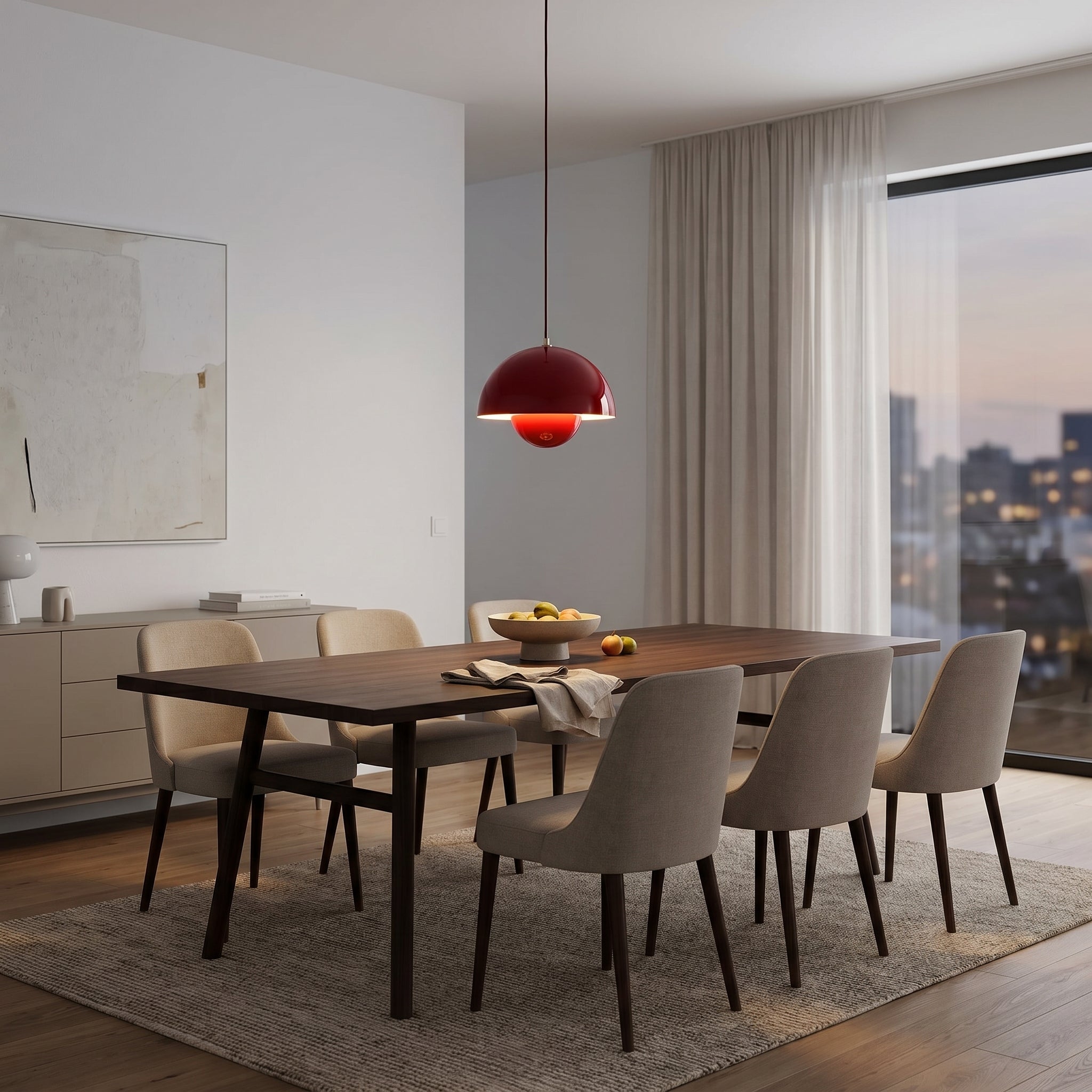 Minimalist Pendant Light Semi - Spherical Shape - Pendat Light - Red - Oaksoho