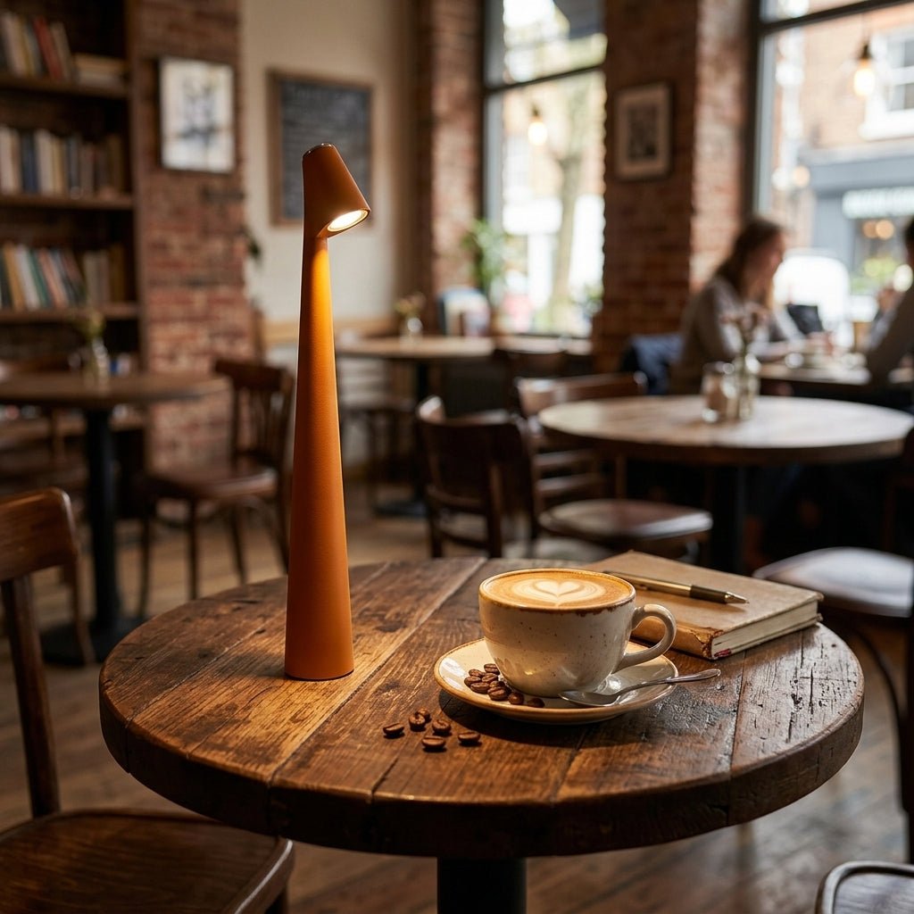 Minimalist Scandinavian Design Cordless LED Table Lamp - Table Lamps - Orange - Oak Soho