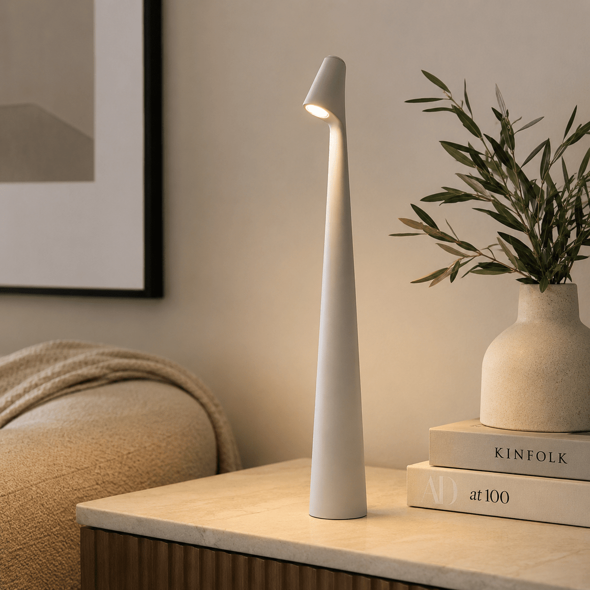 Minimalist Scandinavian Design Cordless LED Table Lamp - Table Lamps - White - Oak Soho