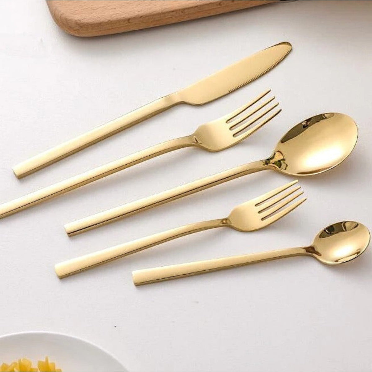 Minimalist Stainless Steel Cutlery Set 30-Piece - Kitchen Utensils - Gold - Oaksoho