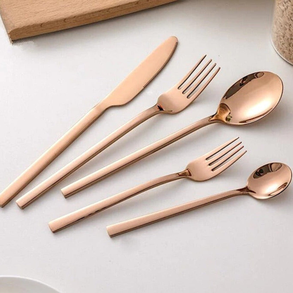 Minimalist Stainless Steel Cutlery Set 30-Piece - Kitchen Utensils - Pink - Oaksoho