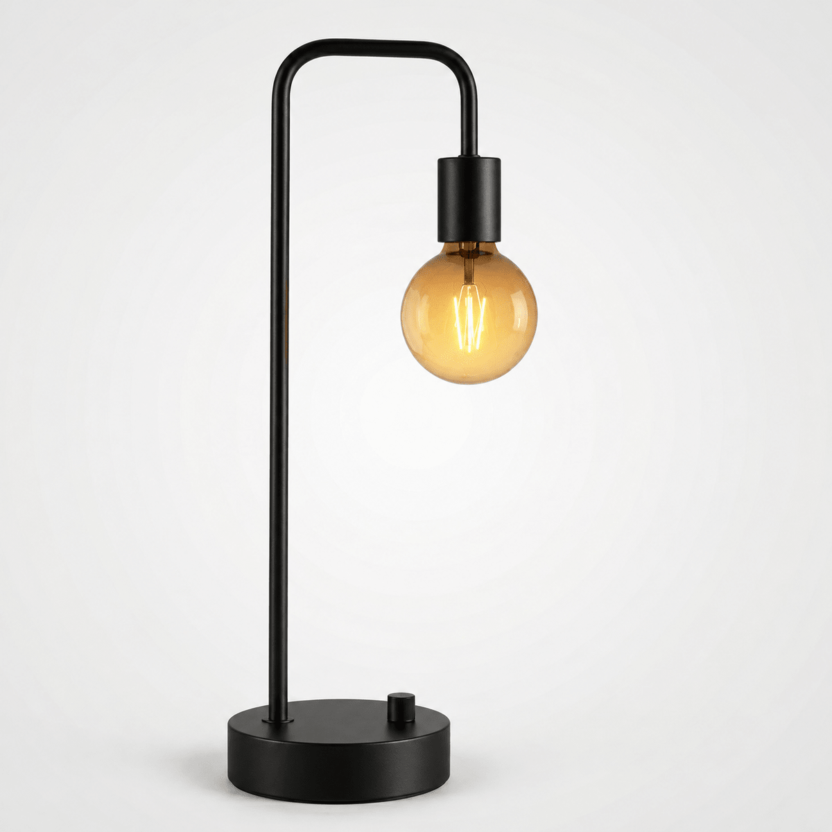 Minimalist Table Lamp with Curved Metal Arm - Table Lamps - Oak Soho