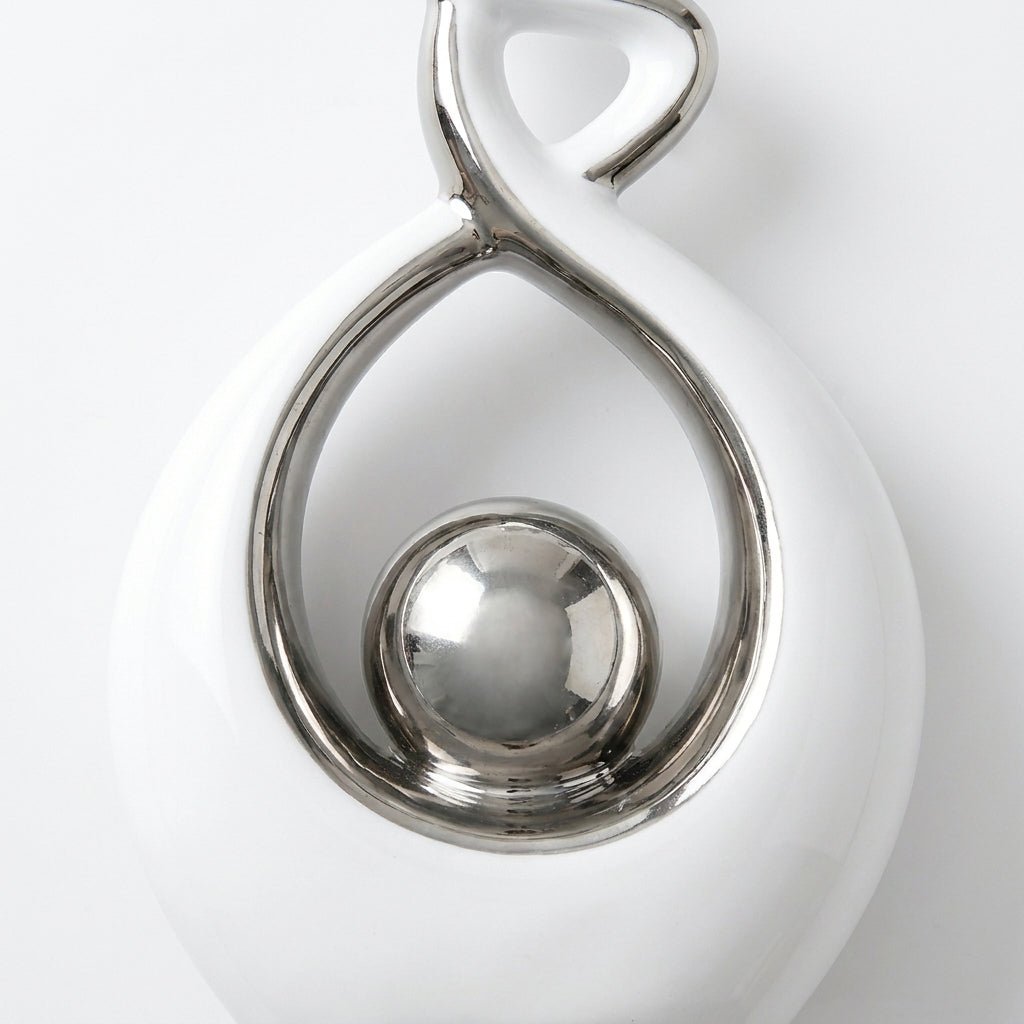 Modern Abstract Decoration with Twisted Design and Gold Accents - Figurines - Silver - Oaksoho