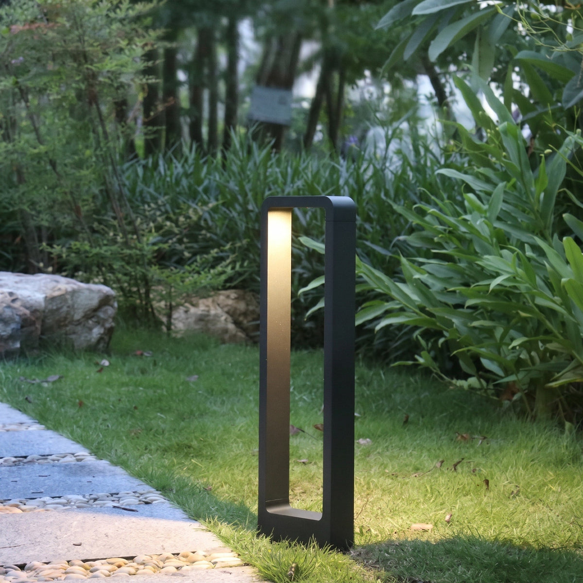 Modern Bollard Pathway Light Outdoor Garden Post Lamp - Landscape Pathway Lighting - 30 cm - Oak Soho