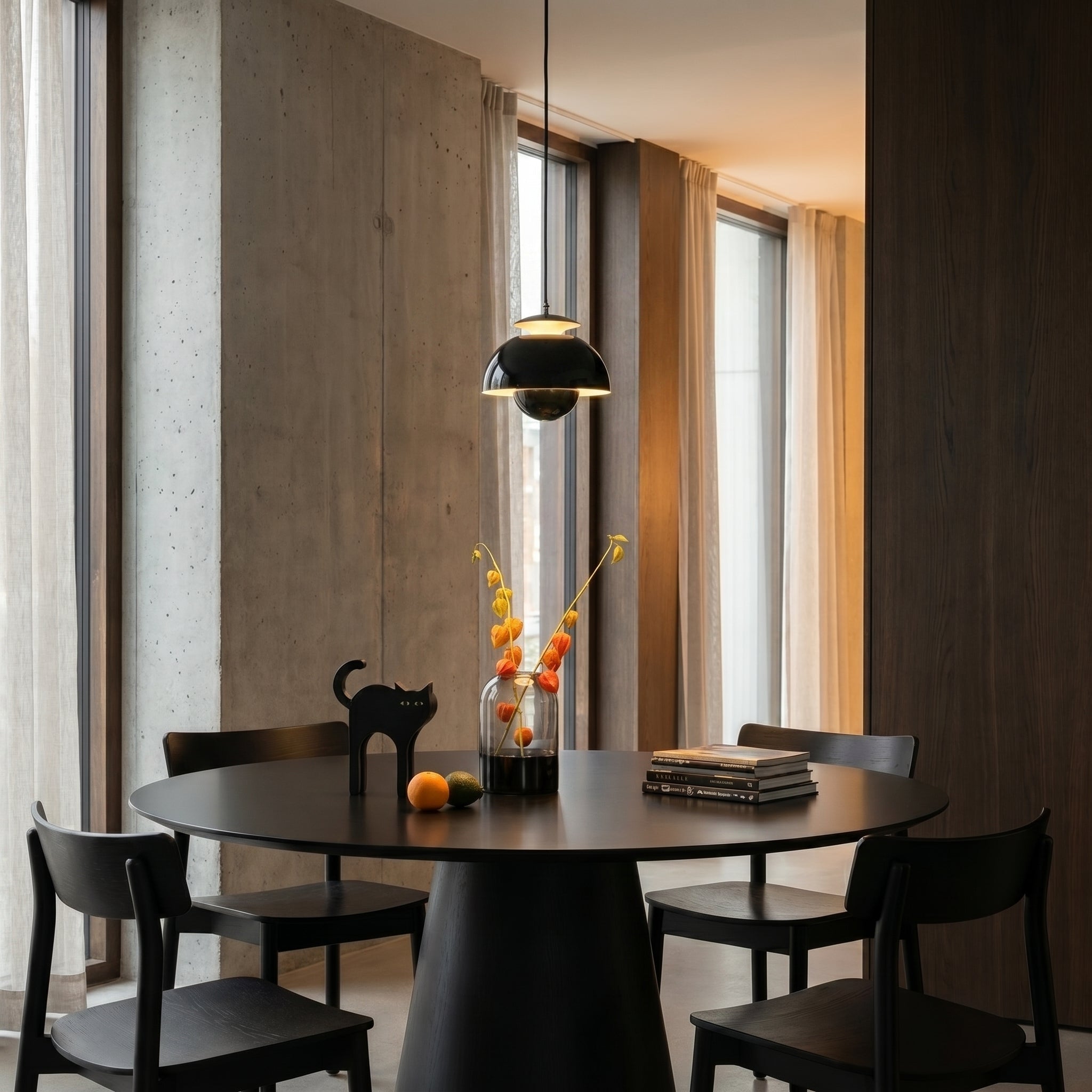 Modern Dome Pendant Light in Danish Design - Pendat Light - Black - Oaksoho