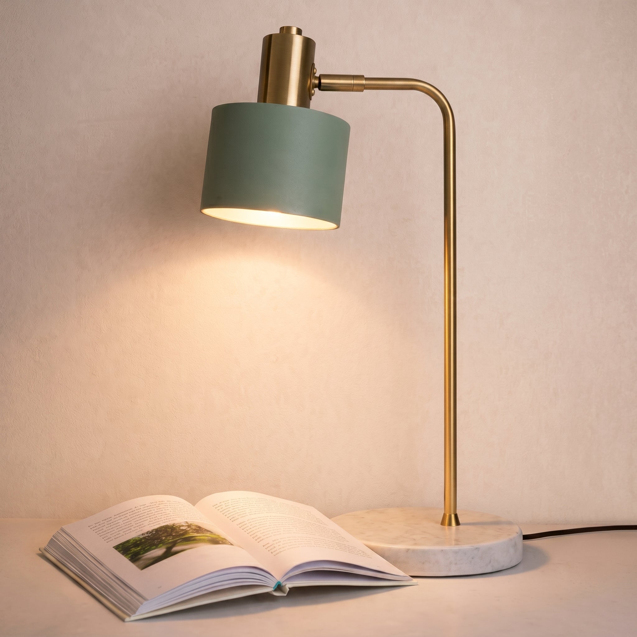 Modern Golden Desk Lamp with Adjustable Shade - Table Lamp - Teal shade - Oaksoho