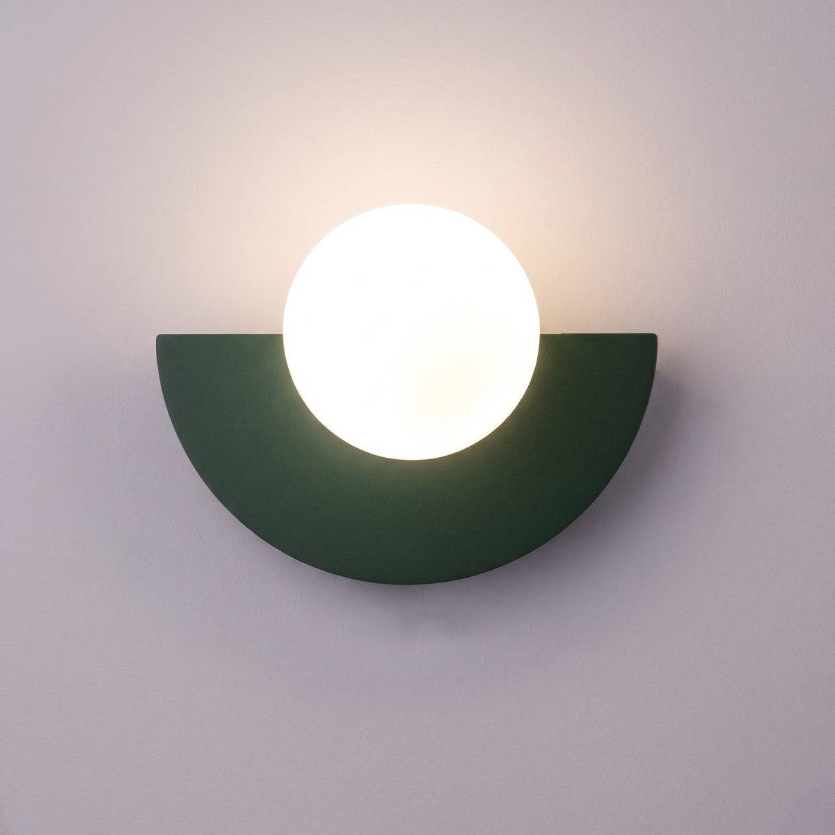 Modern Half Moon Wall Lamp with Sphere Glass Shade - Wall Light Fixtures - Green - Oak Soho