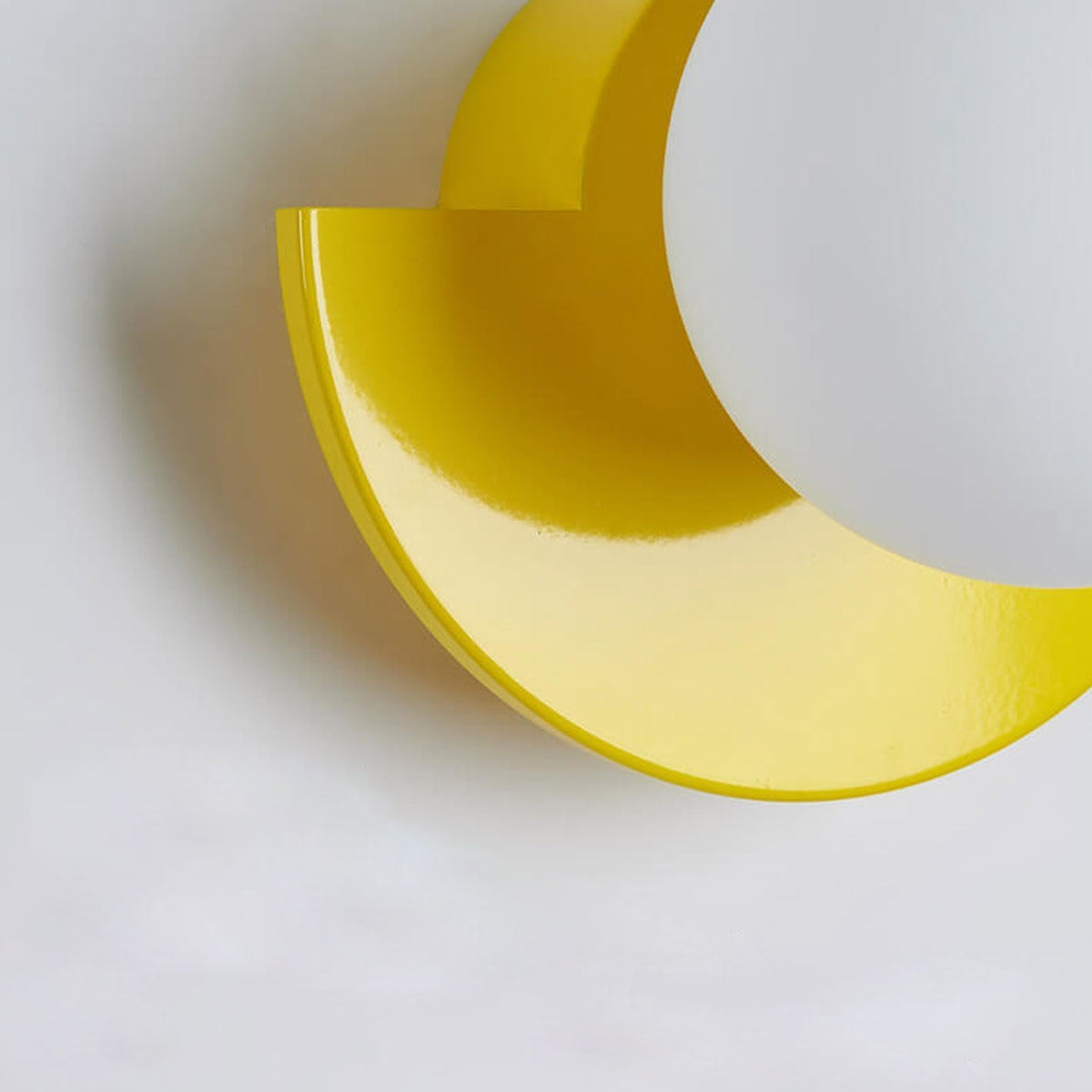 Modern Half Moon Wall Lamp with Sphere Glass Shade - Wall Light Fixtures - Yellow - Oak Soho