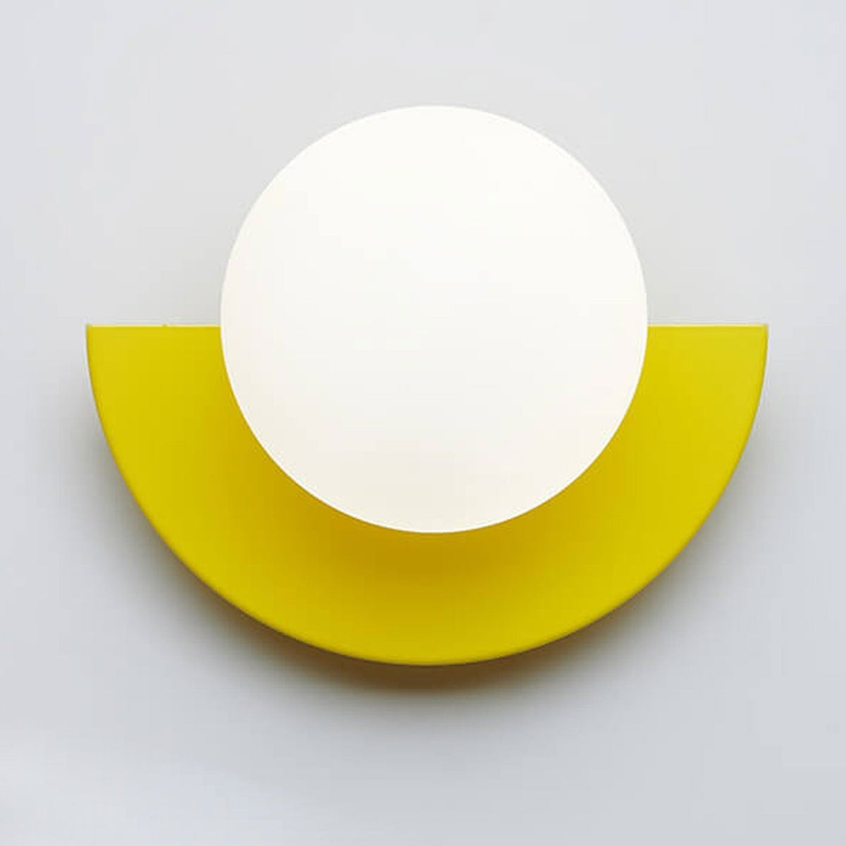 Modern Half Moon Wall Lamp with Sphere Glass Shade - Wall Light Fixtures - Yellow - Oak Soho