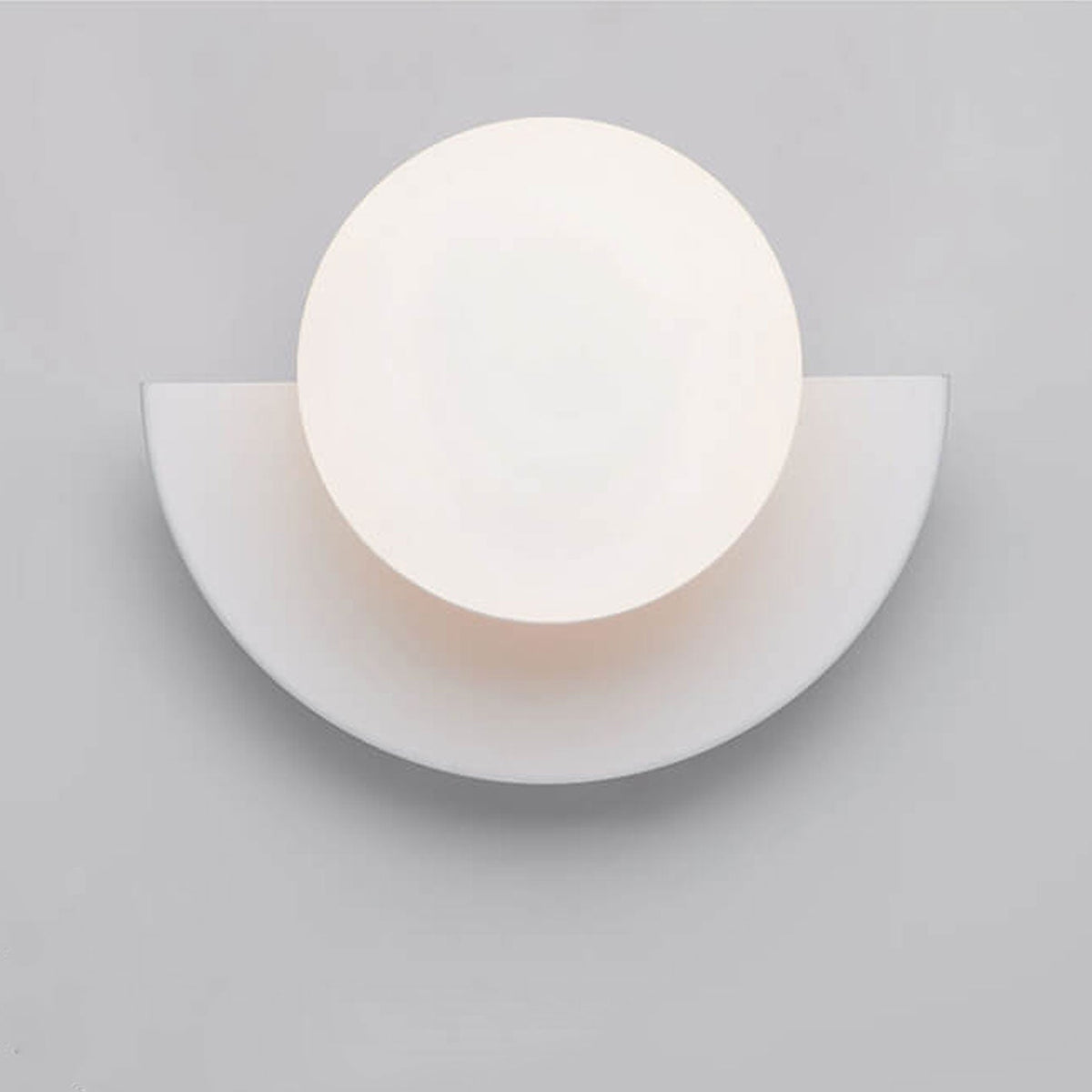 Modern Half Moon Wall Lamp with Sphere Glass Shade - Wall Light Fixtures - White - Oak Soho