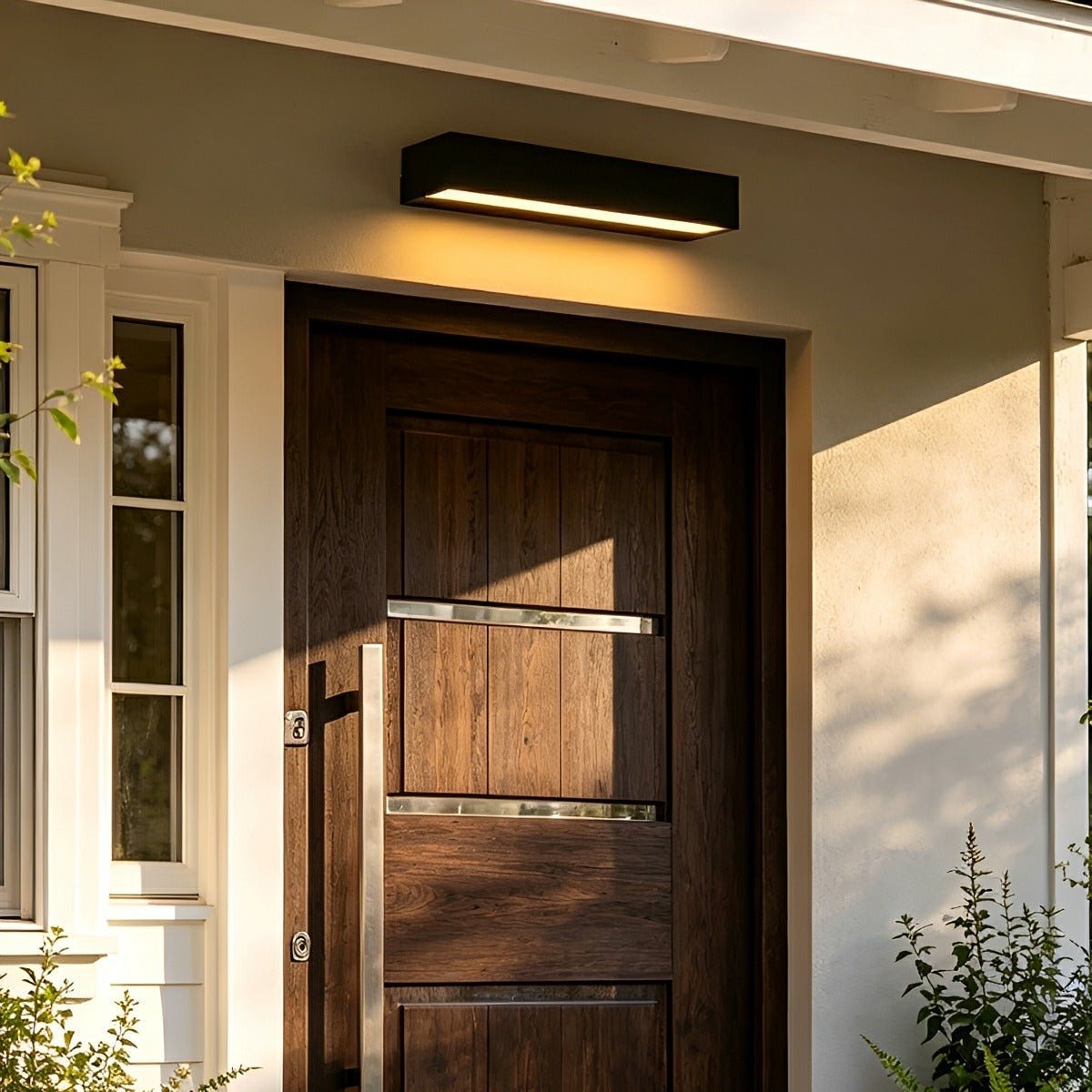 Modern Horizontal Linear LED Wall Light for Outdoor Entryways - Wall Light Fixtures - 30 cm - Oak Soho