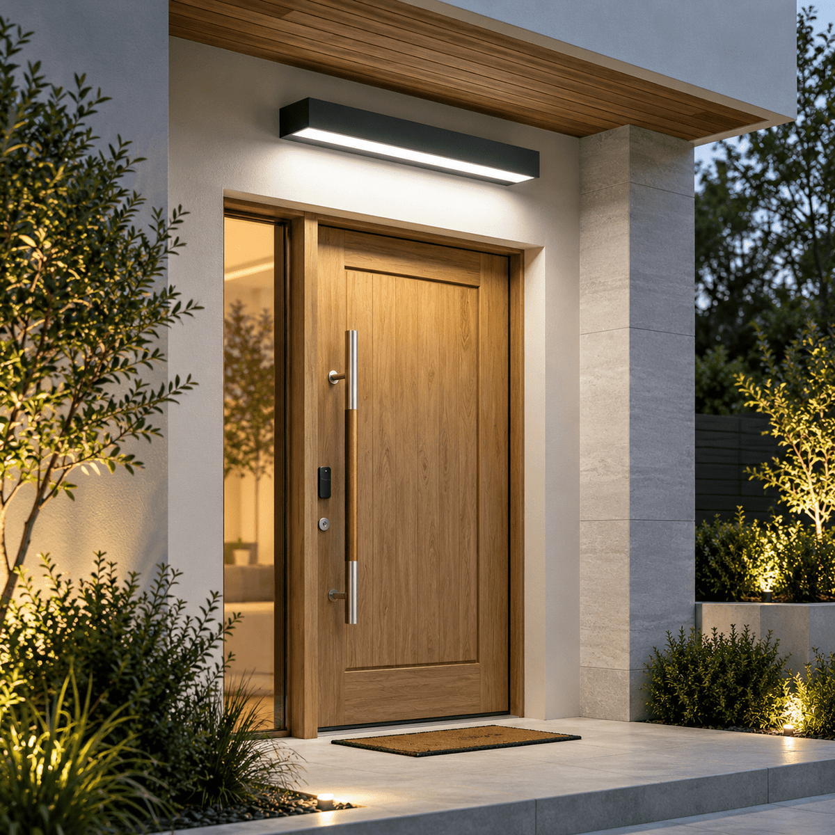 Modern Horizontal Linear LED Wall Light for Outdoor Entryways - Wall Light Fixtures - 80 cm - Oak Soho
