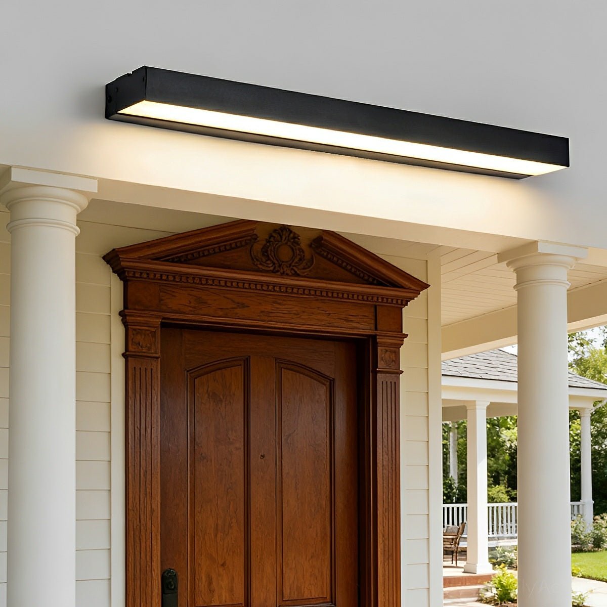 Modern Horizontal Linear LED Wall Light for Outdoor Entryways - Wall Light Fixtures - 20 cm - Oak Soho