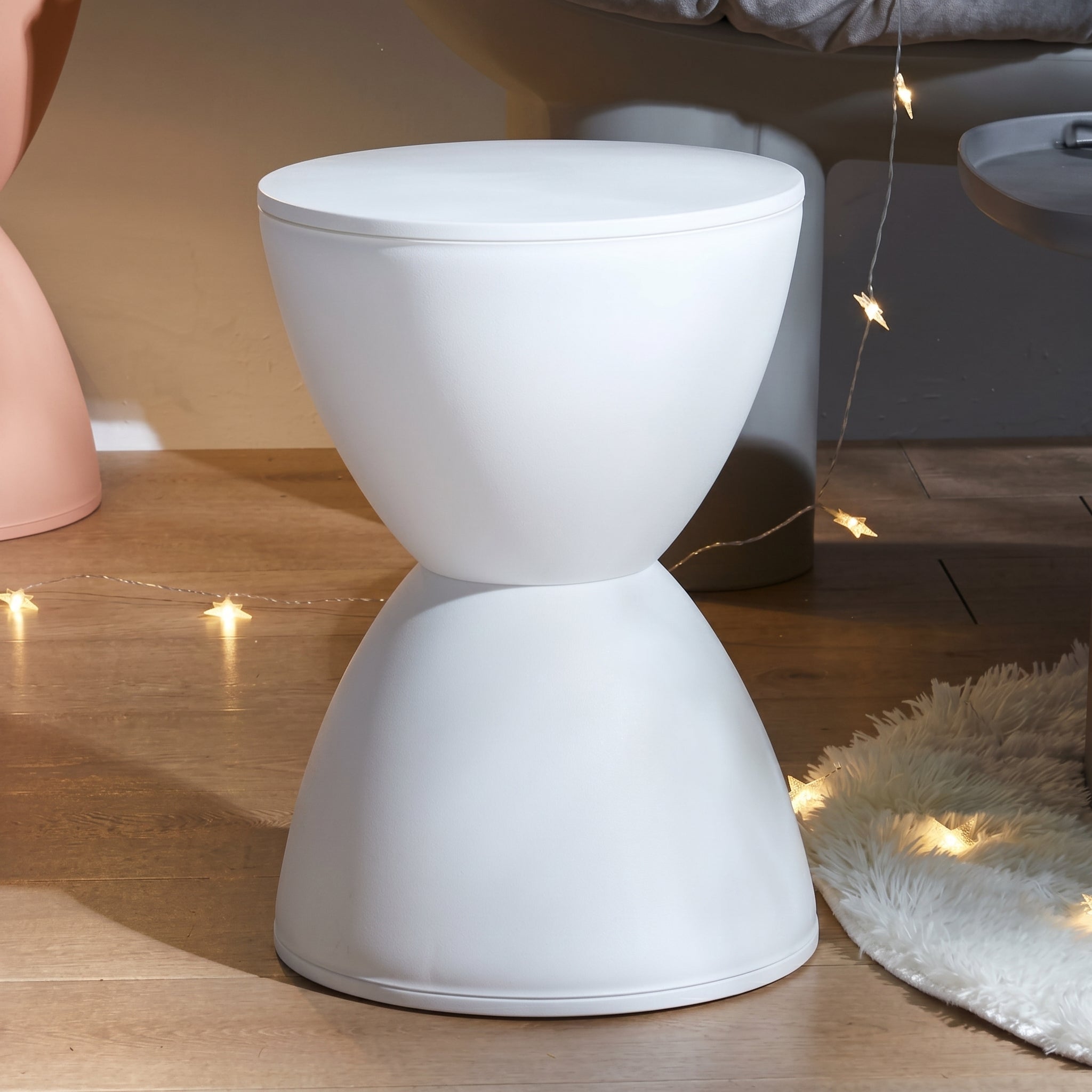 Modern Hourglass-Shaped Side Table Stool - Stool - White - Oaksoho