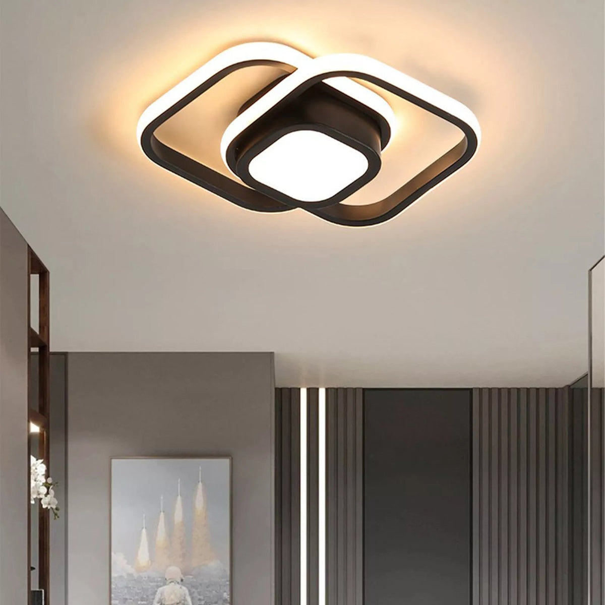 Modern Interlocking Ring LED Ceiling Light Fixture - Ceiling Light Fixtures - Black - Oak Soho