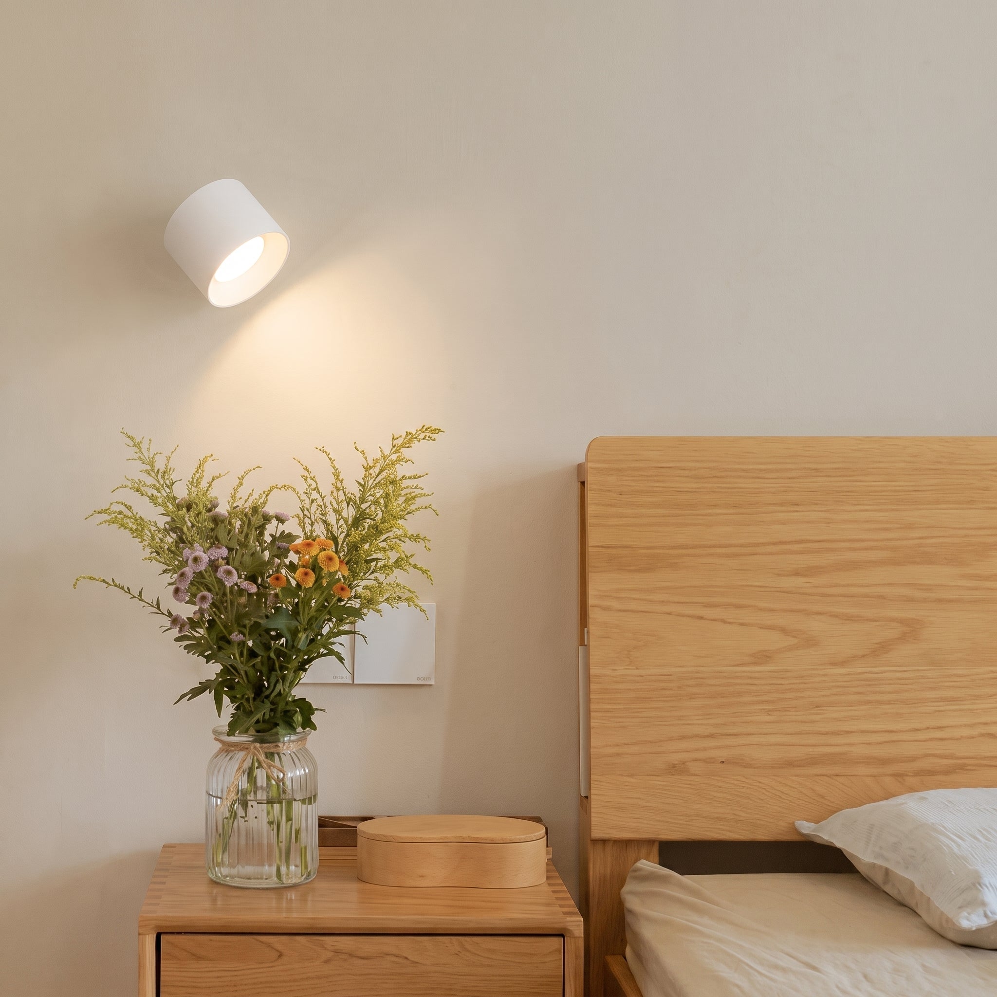 Modern LED Wall Light with Rotating Cylinder Head - Wall Lights - White - Oaksoho