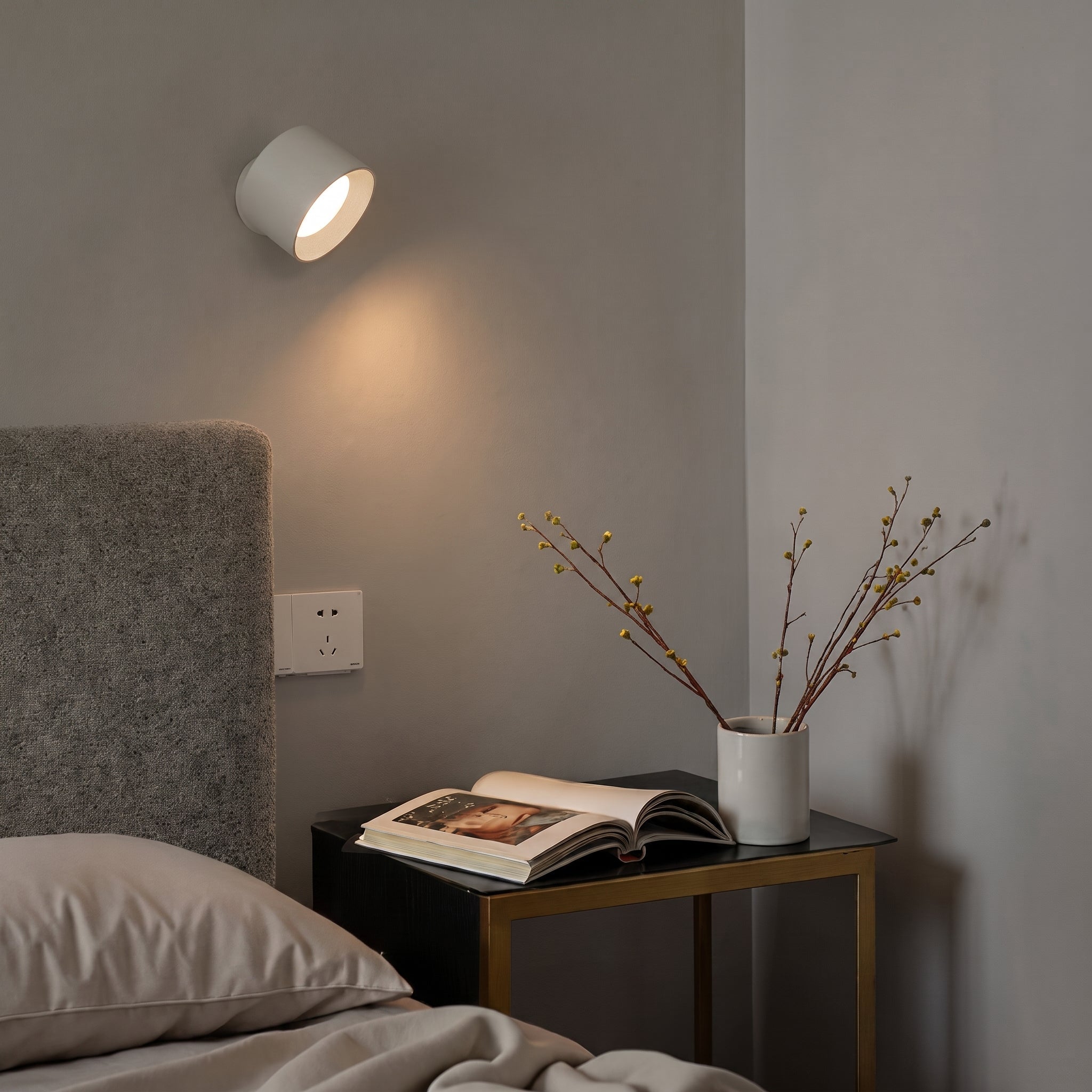 Modern LED Wall Light with Rotating Cylinder Head - Wall Lights - White - Oaksoho