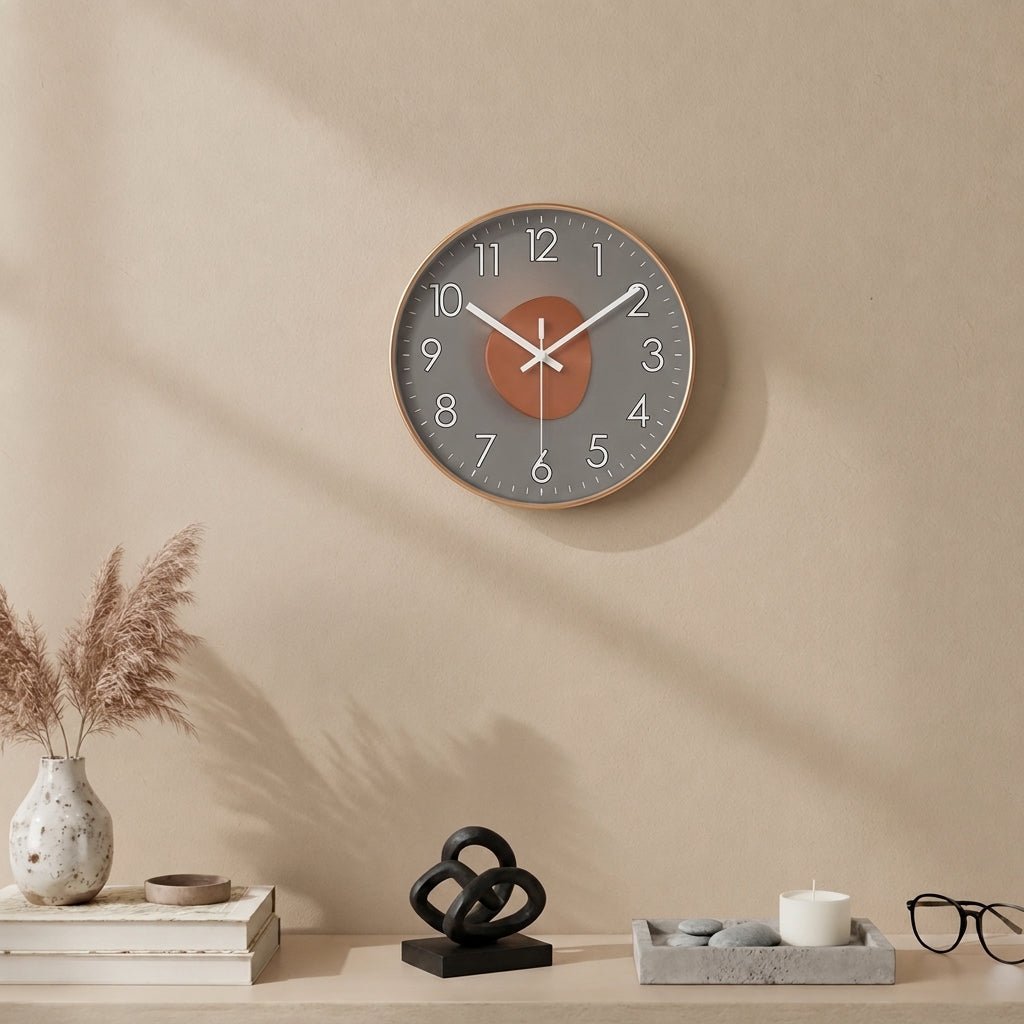 Modern Luxury Round Wall Clock with 3D Ball Detail - Wall Clock - Gold - Oaksoho