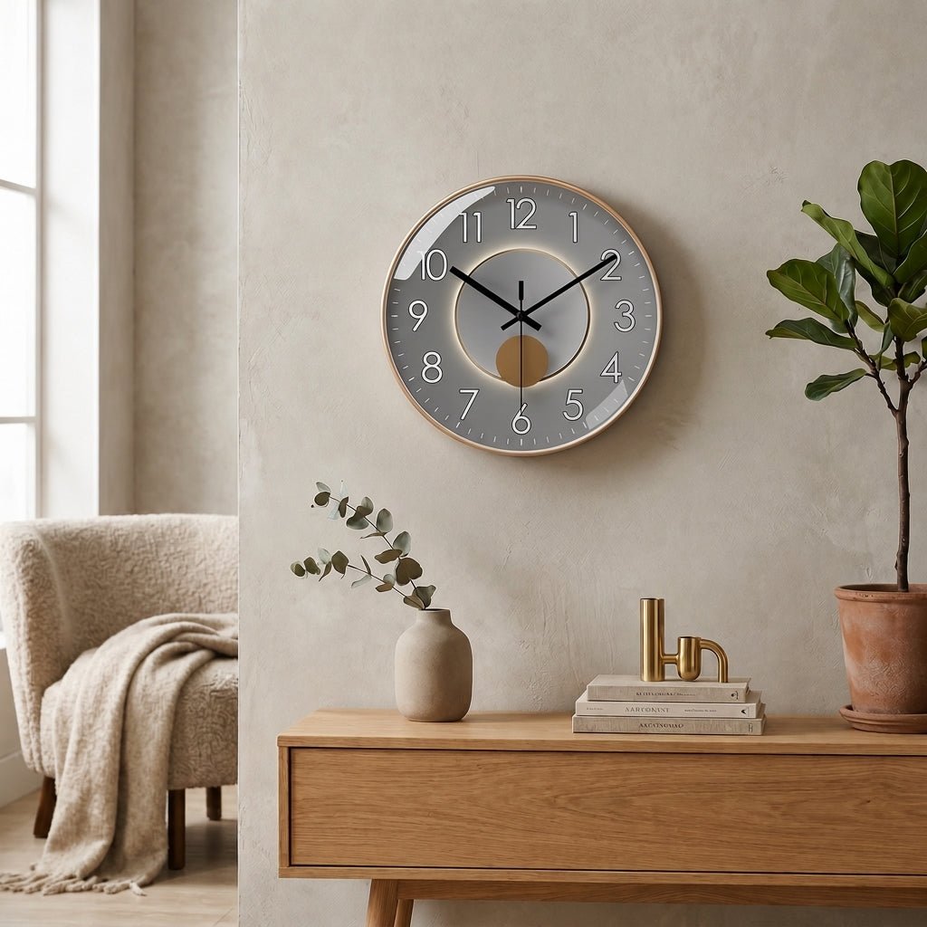Modern Luxury Round Wall Clock with 3D Ball Detail - Wall Clock - Gold - Oaksoho