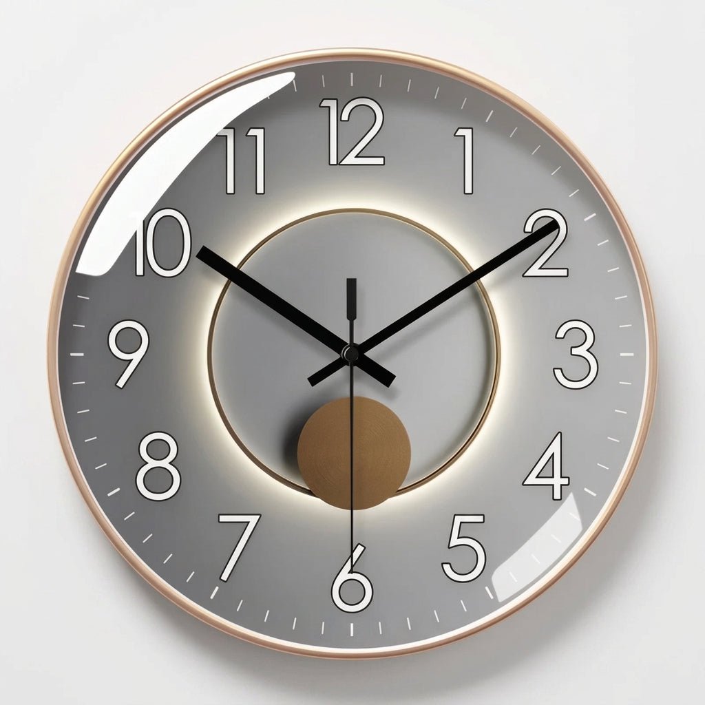 Modern Luxury Round Wall Clock with 3D Ball Detail - Wall Clock - Gold - Oaksoho