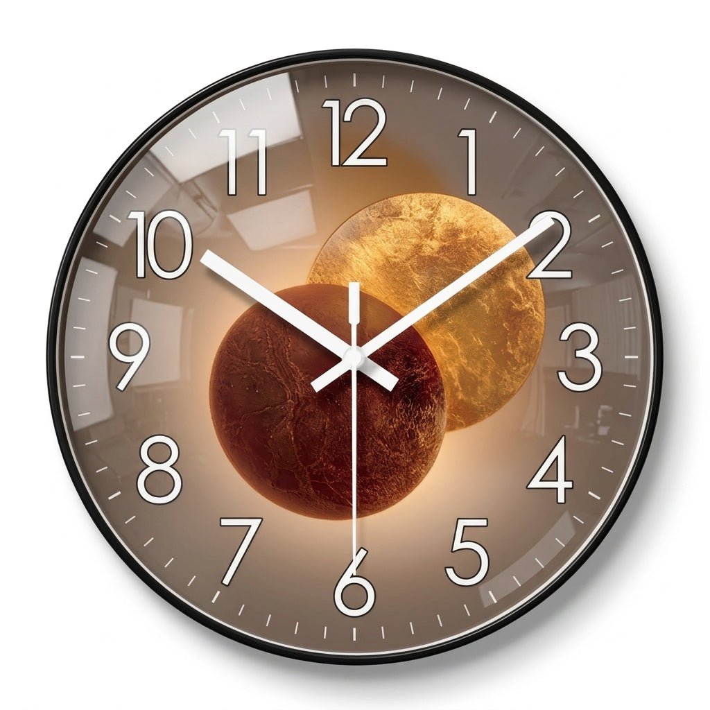 Modern Luxury Round Wall Clock with 3D Ball Detail - Wall Clock - Black - Oaksoho