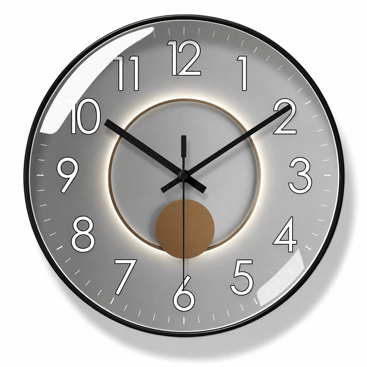 Modern Luxury Round Wall Clock with 3D Ball Detail - Wall Clock - Black - Oaksoho