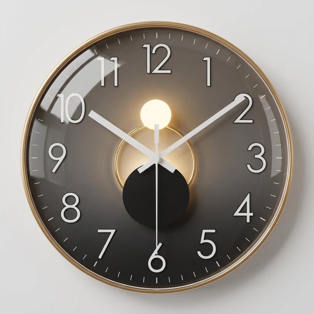 Modern Luxury Round Wall Clock with 3D Ball Detail - Wall Clock - Gold - Oaksoho