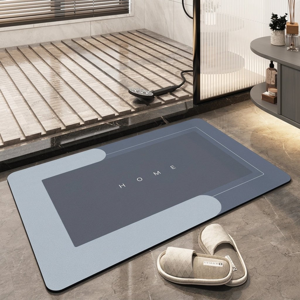 Modern Minimalist Quick-Drying Bathroom & Entrance Runner - Bath Mat - Blue - Oaksoho