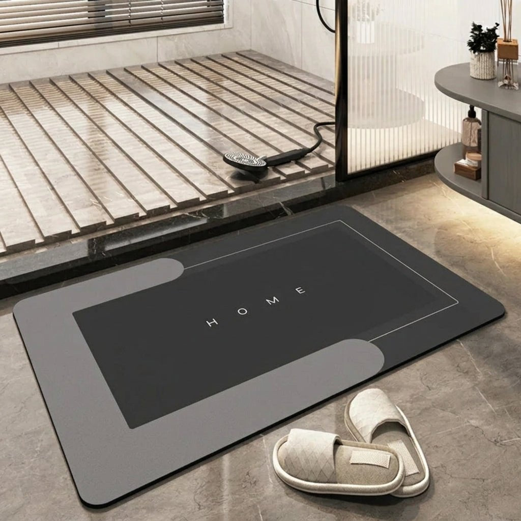 Modern Minimalist Quick-Drying Bathroom & Entrance Runner - Bath Mat - Black - Oaksoho