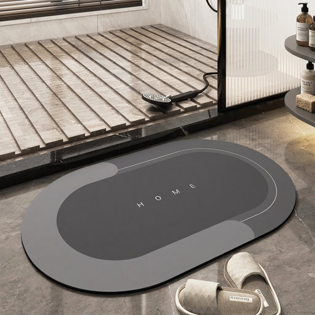 Modern Minimalist Quick-Drying Bathroom & Entrance Runner - Bath Mat - Black - Oaksoho