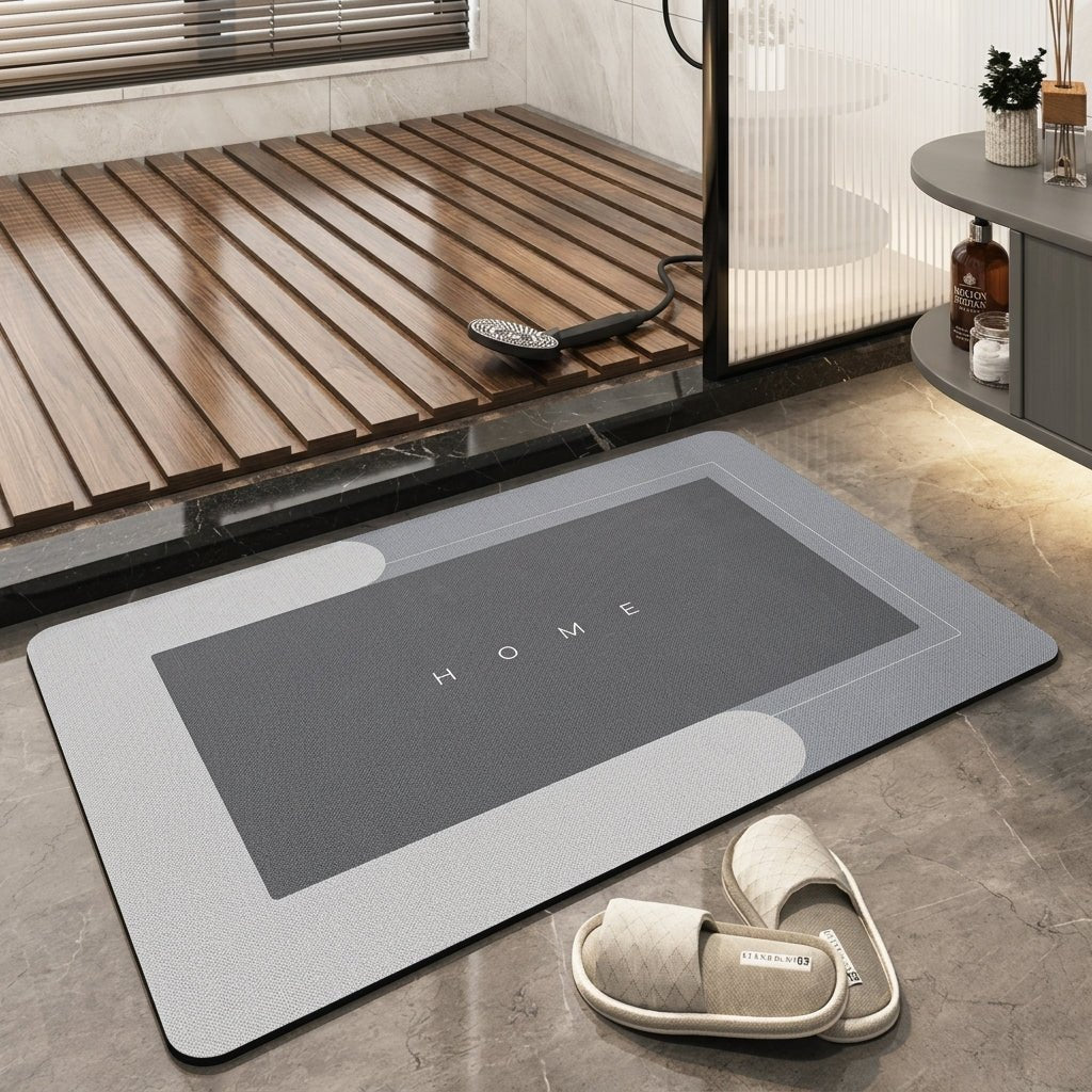 Modern Minimalist Quick-Drying Bathroom & Entrance Runner - Bath Mat - Grey - Oaksoho