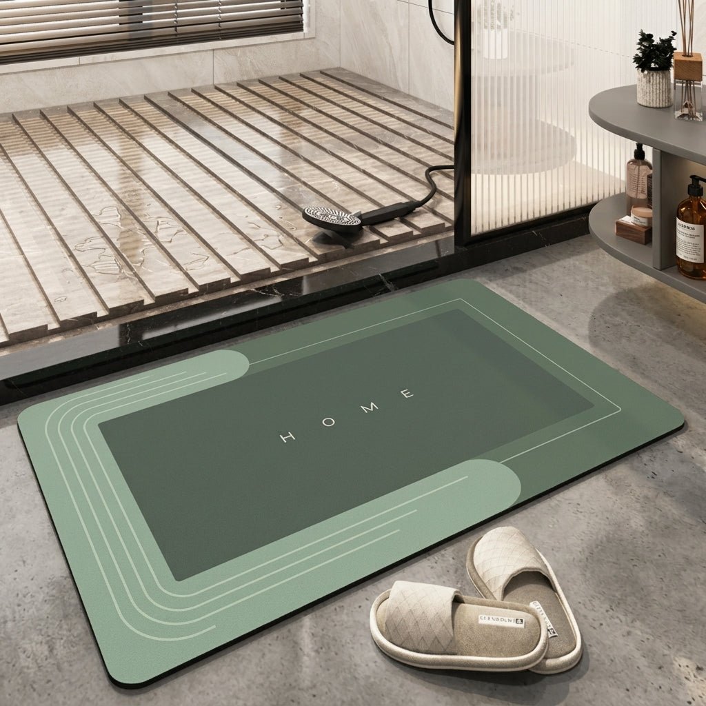 Modern Minimalist Quick-Drying Bathroom & Entrance Runner - Bath Mat - Green - Oaksoho