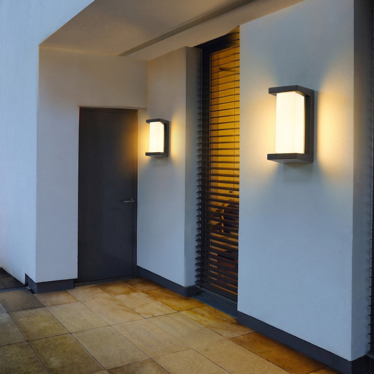 Modern Outdoor Wall Light Rectangular Dark Frame Horizontal or Vertical Mount - Wall Light Fixtures - Vertical Light - Oak Soho