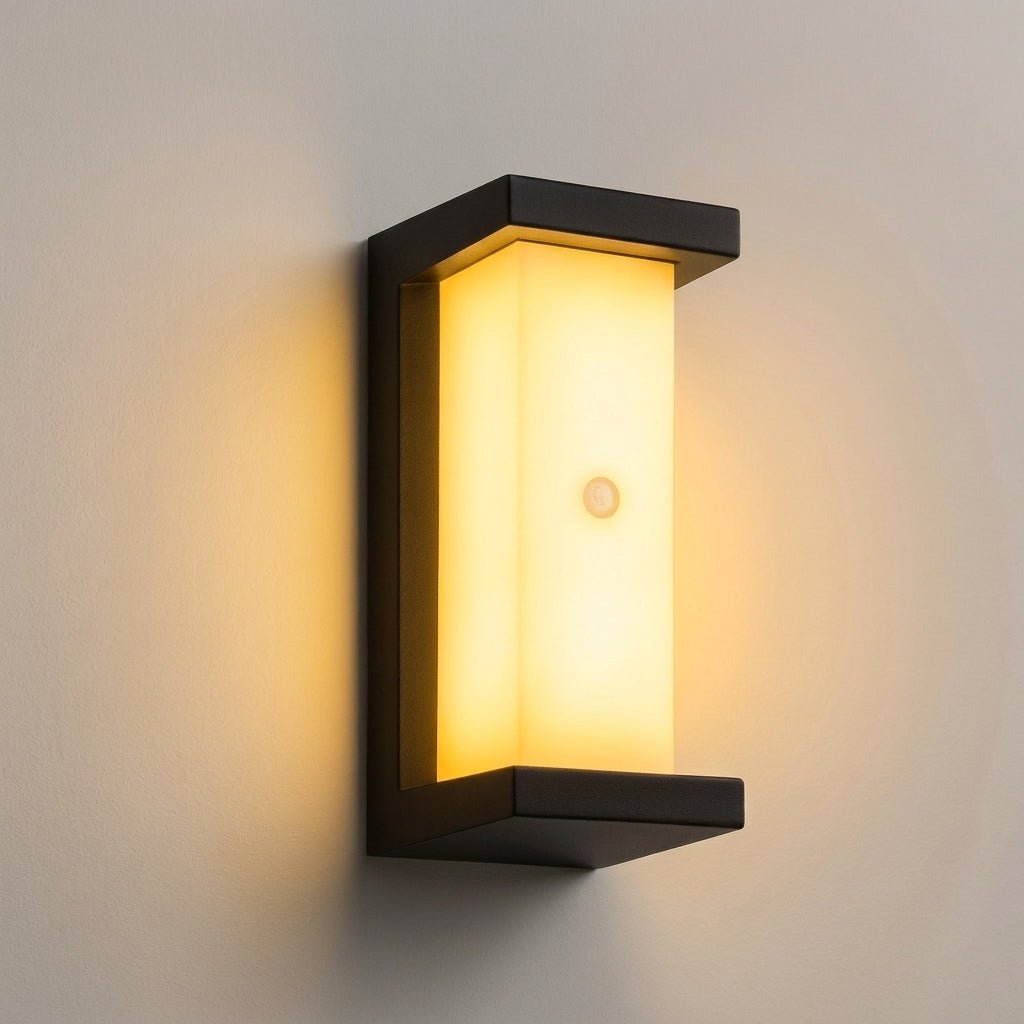 Modern Outdoor Wall Light Rectangular Dark Frame Horizontal or Vertical Mount - Wall Light Fixtures - Vertical Light - Oak Soho