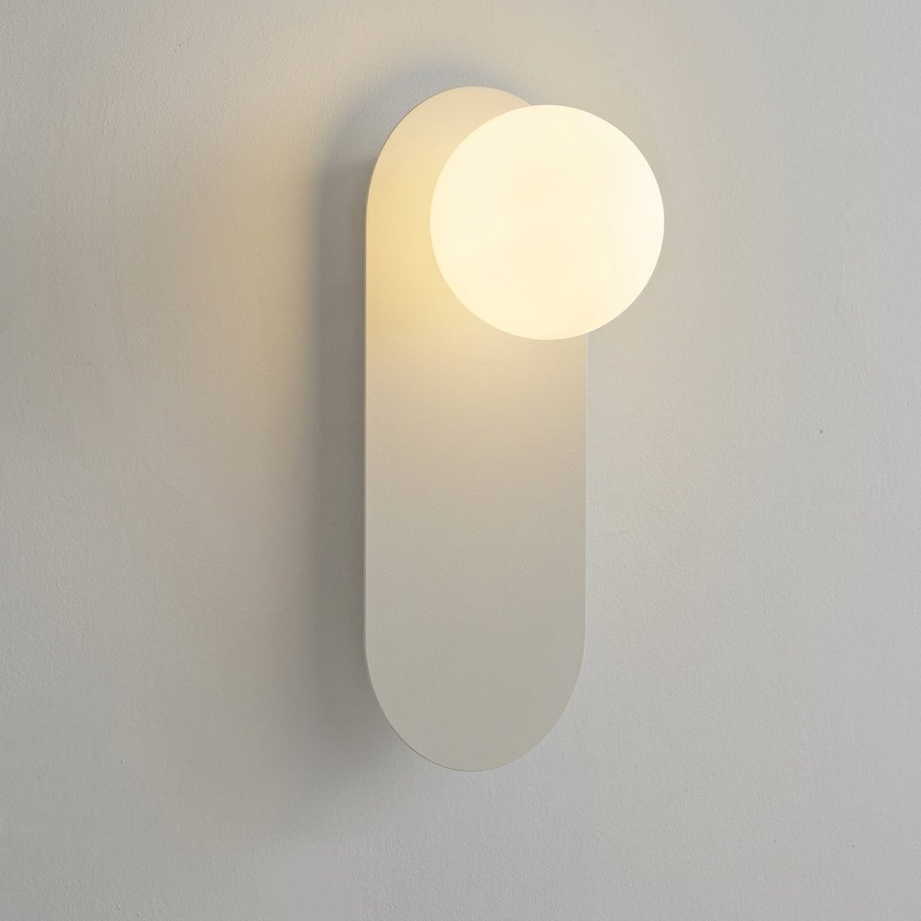 Modern Oval Wall Lamp with Round Glass Globe - Wall Light Fixtures - White - Oaksoho
