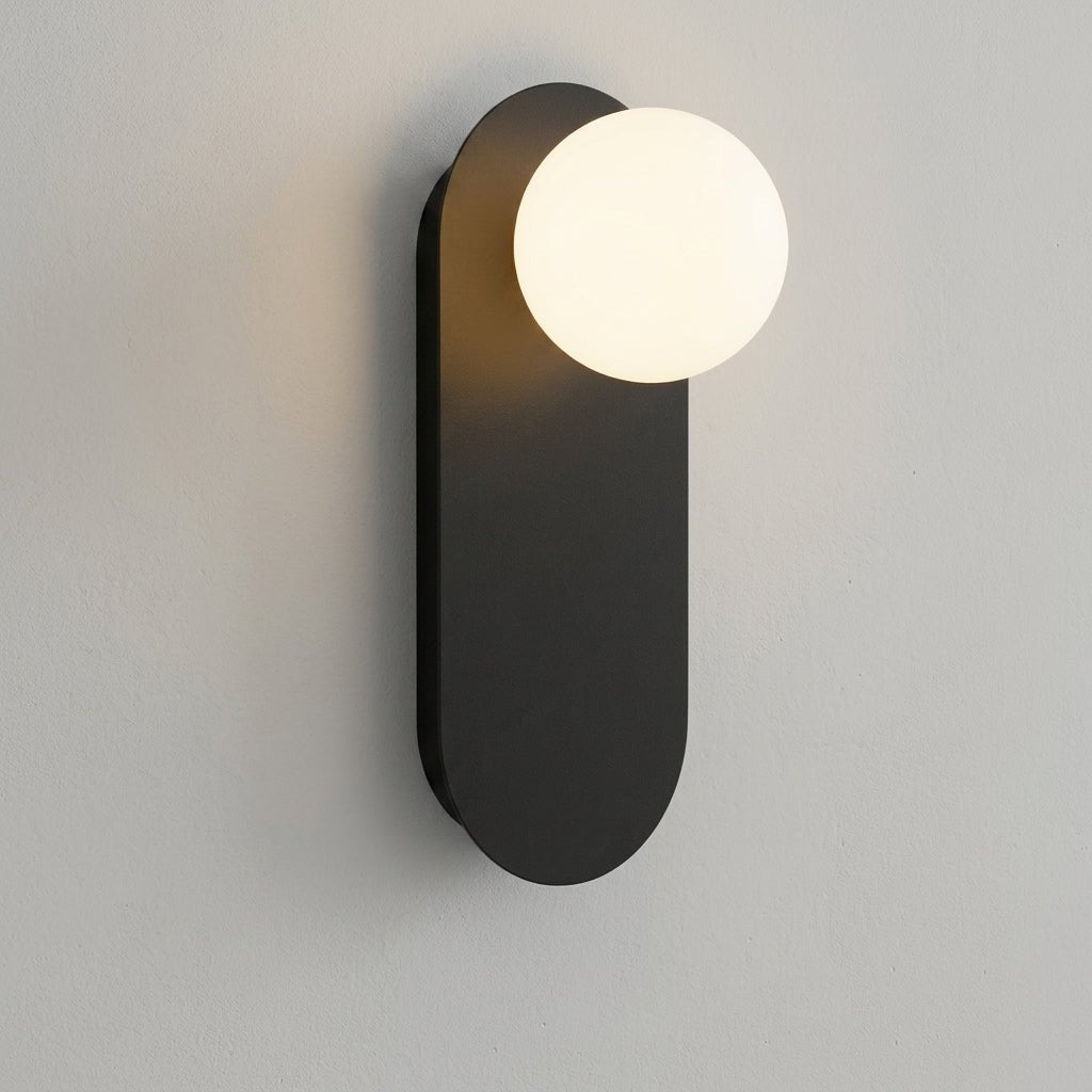 Modern Oval Wall Lamp with Round Glass Globe - Wall Light Fixtures - Black - Oaksoho