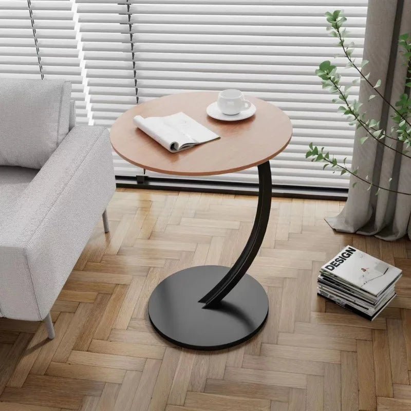 Modern round side table with curved base - Table - A - Oaksoho